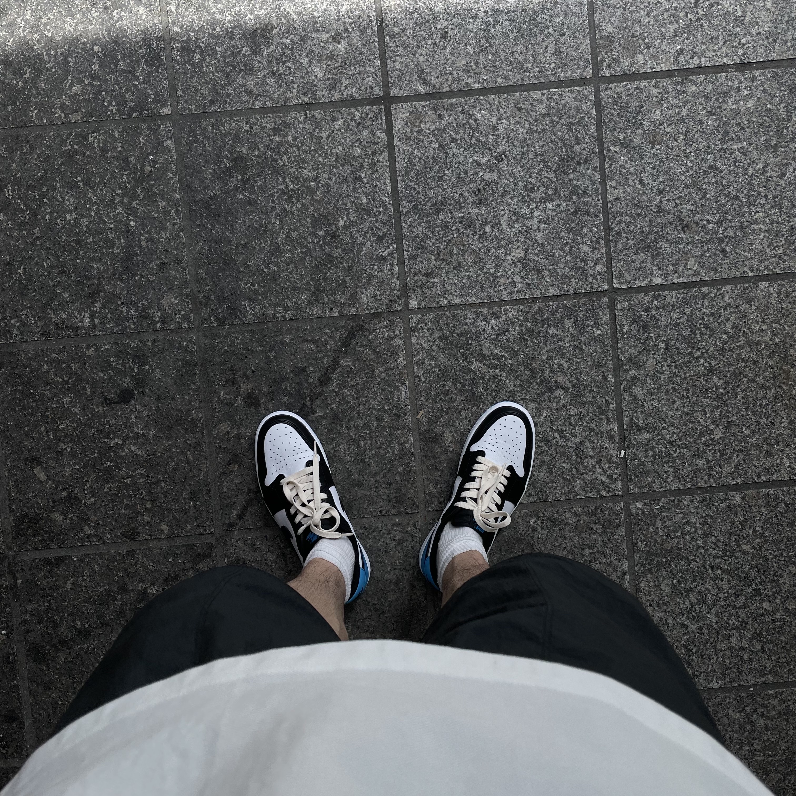 Jordan 1 Retro Low OG Black and Dark Powder Blue 착용 스타일