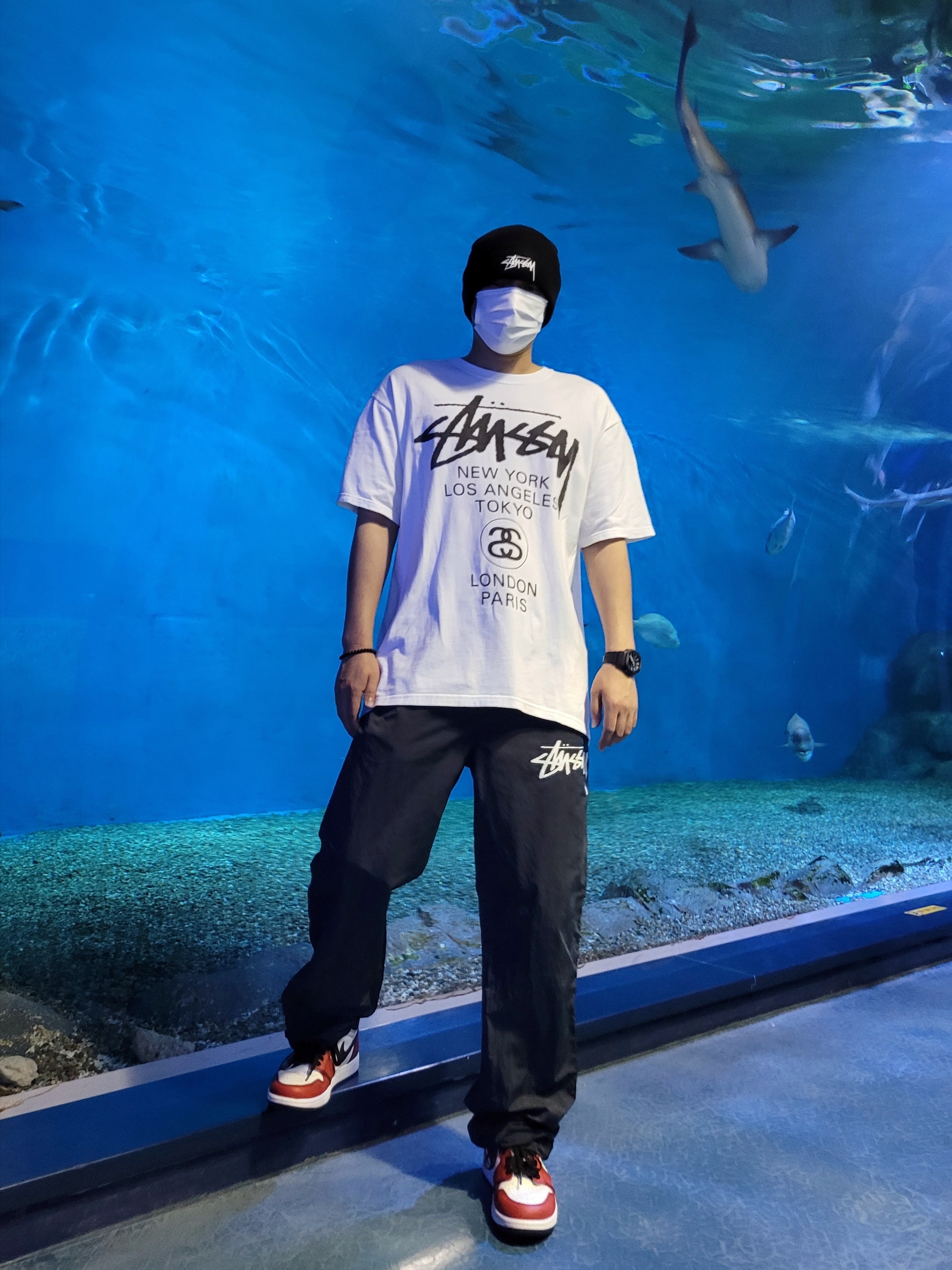 Nike x Stussy Beach Pants Off Noir, Jordan 1 Retro High OG Defiant SB LA to Chicago 착용 스타일