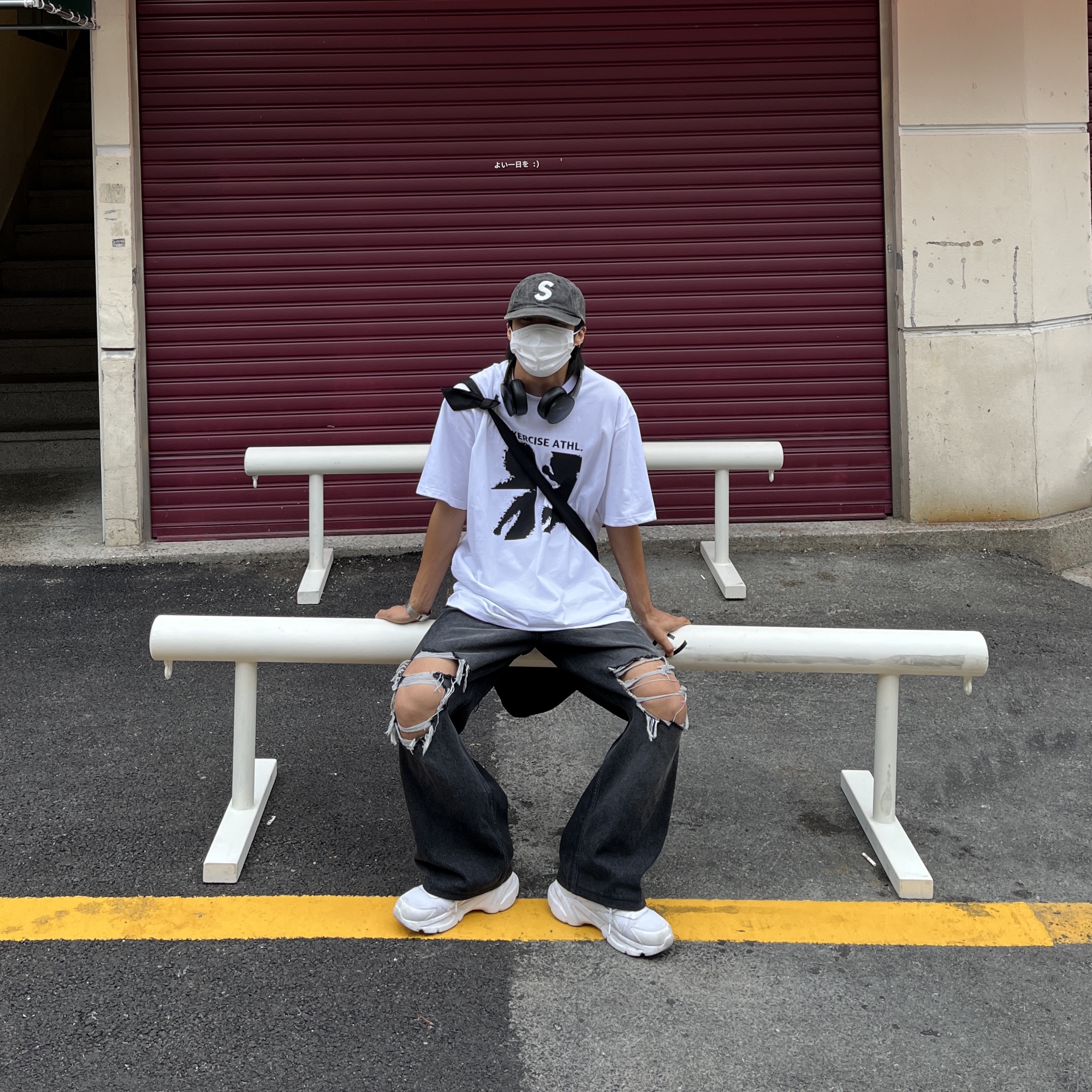 Supreme Pigment Print S Logo 6-Panel Black - 20SS 착용 스타일