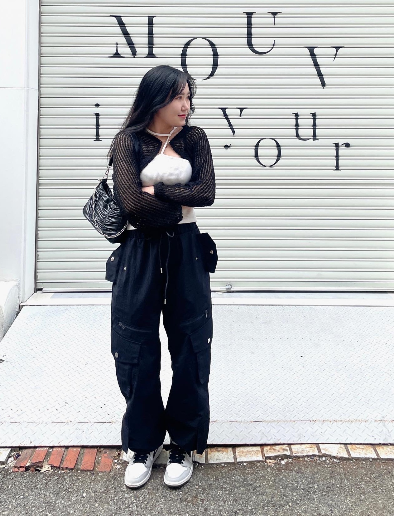 (W) Jordan 1 Mid Grey Fog 착용 스타일 - 2