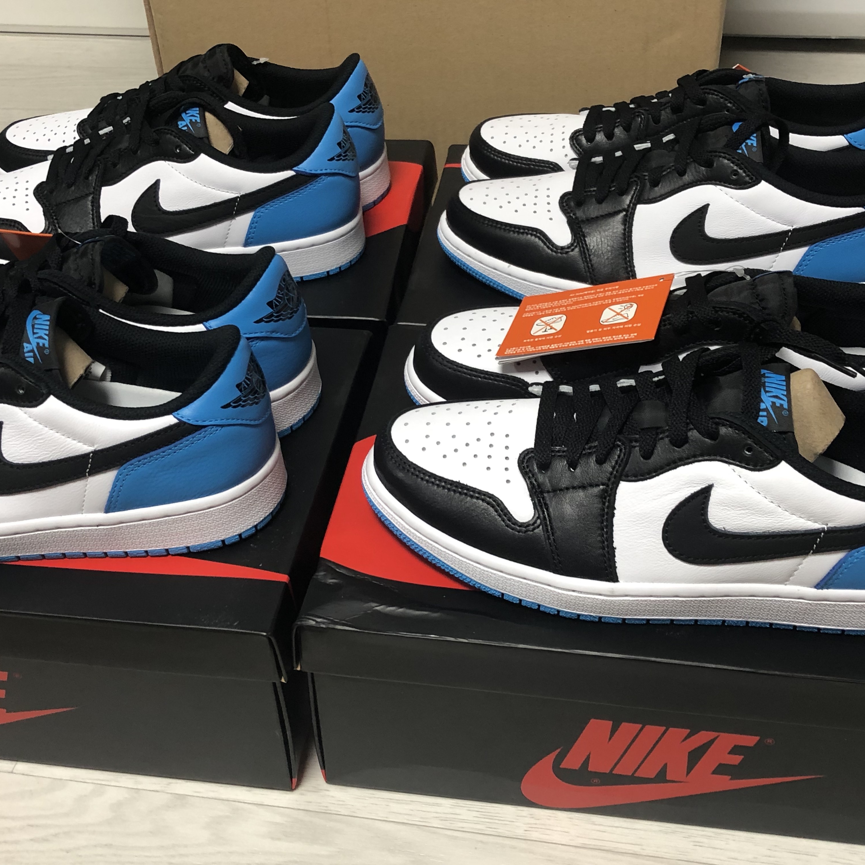 Jordan 1 Retro Low OG Black and Dark Powder Blue 착용 스타일