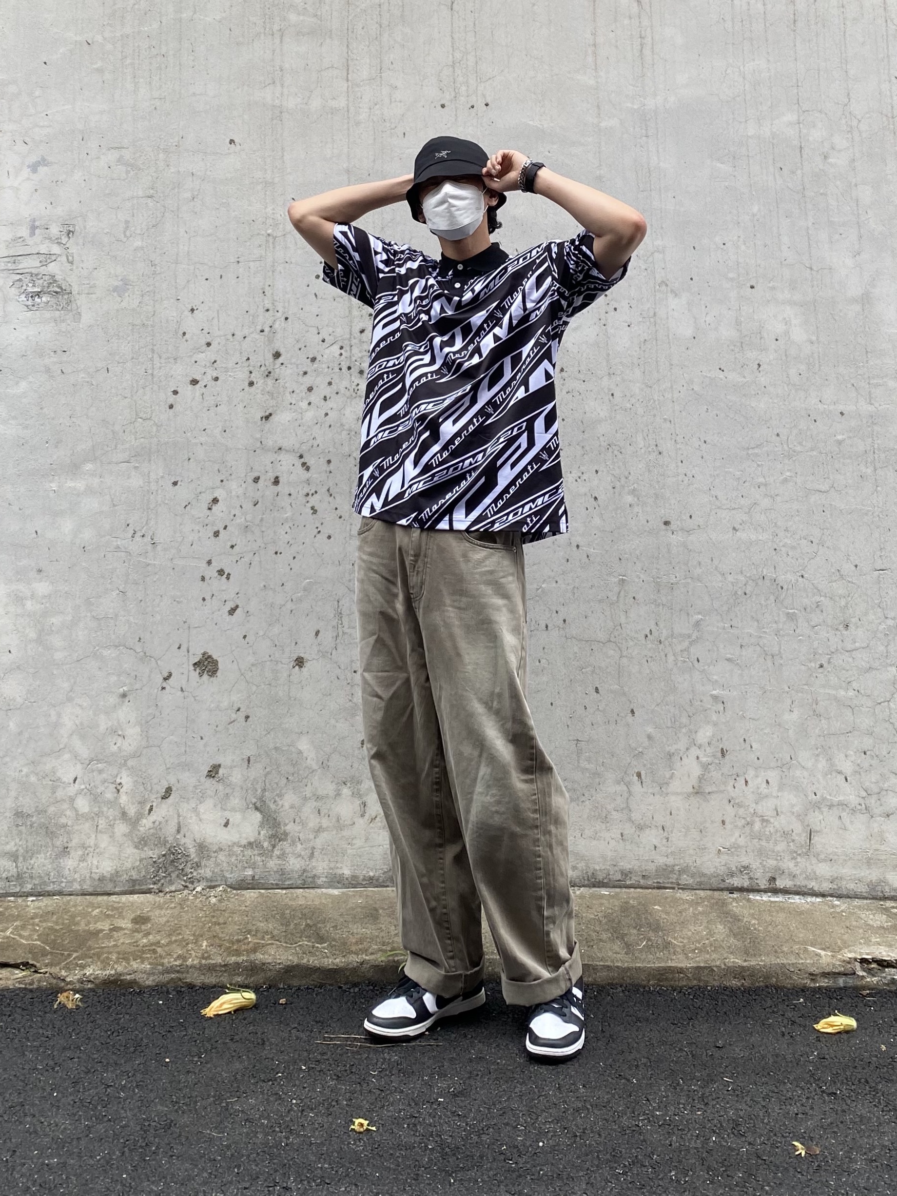 Palace x Arc'teryx Sinsolo Hat Black - 20FW, Nike Dunk Low Retro Black 착용 스타일 - 1