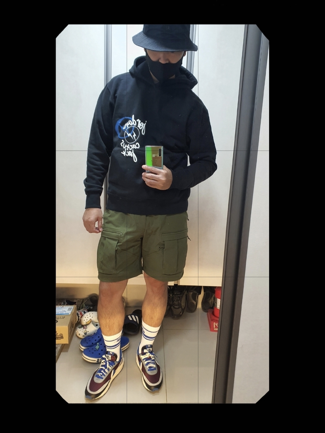Jordan Jumpman Washed Bucket Hat Black, Jordan x Travis Scott x Fragment Hoodie Black (DJ0615-010) 착용 스타일