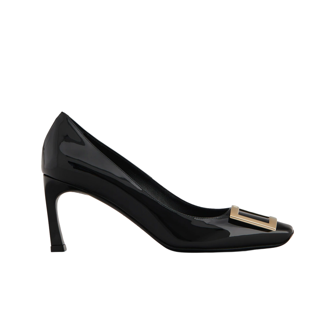 (W) 로저 비비에 트럼펫 메탈 버클 펌프스 페이턴트 레더 블랙((W) Roger Vivier Trompette Metal Buckle Pumps Patent Leather Black)