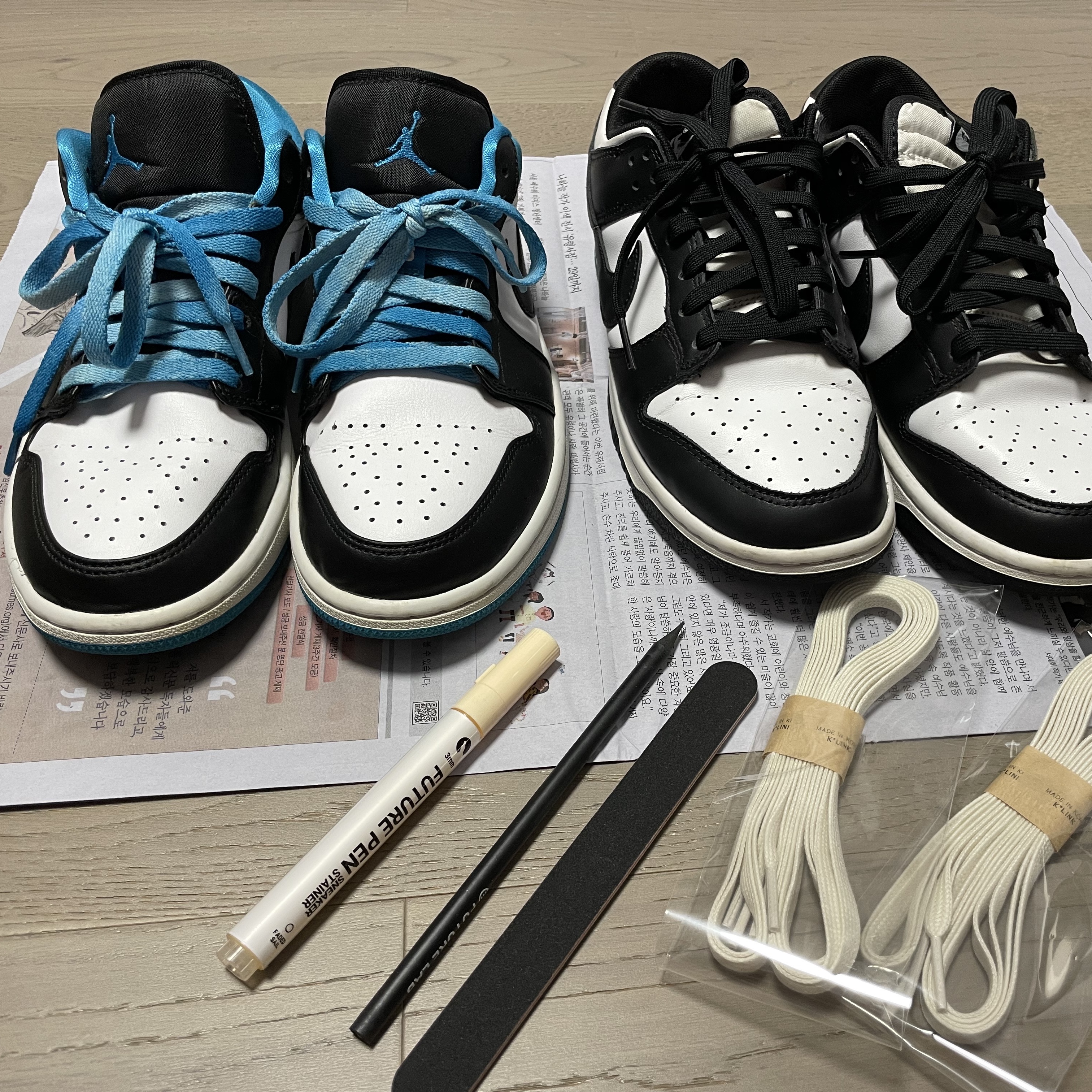 Jordan 1 Low SE Laser Blue, Nike Dunk Low Retro Black 착용 스타일 - 3