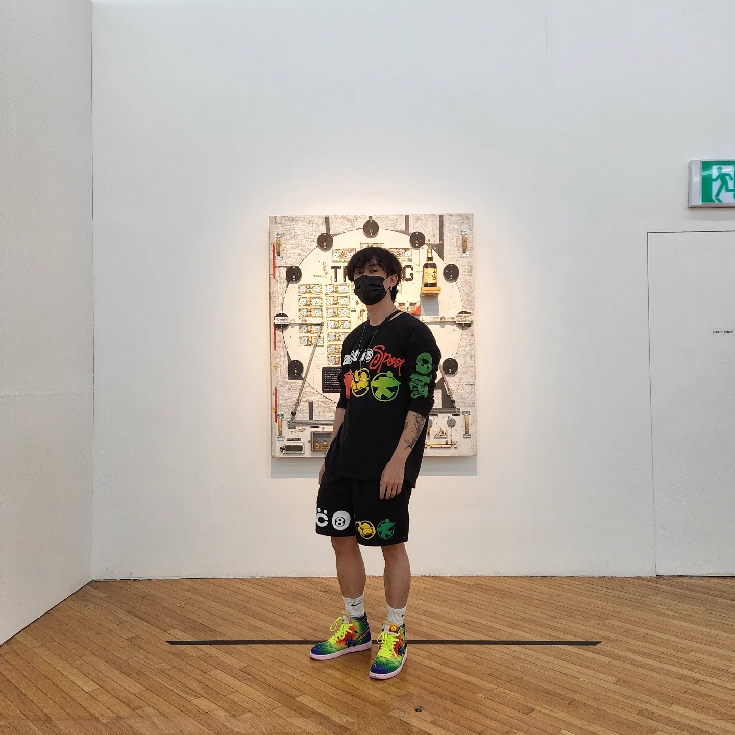 Stussy x Cactus Plant Flea Market Icon Water Shorts Black, Stussy x Cactus Plant Flea Market Sport LS T-Shirt Black 착용 스타일
