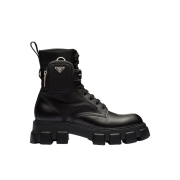 Prada Monolith Brushed Leather and Nylon Boots Black