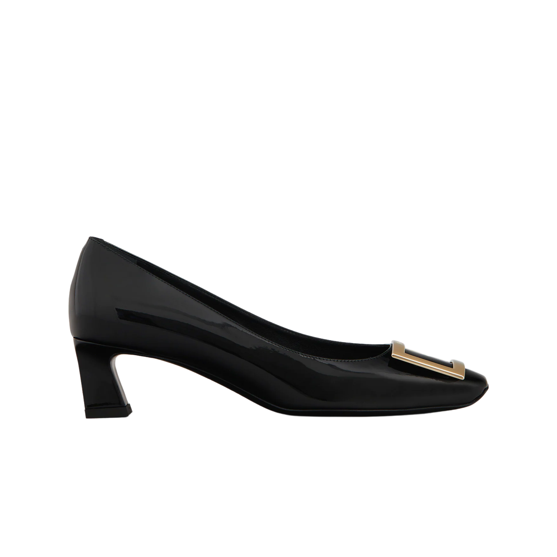 (W) 로저 비비에 트럼펫 메탈 버클 펌프스 페이턴트 레더 블랙((W) Roger Vivier Trompette Metal Buckle Pumps Patent Leather Black)