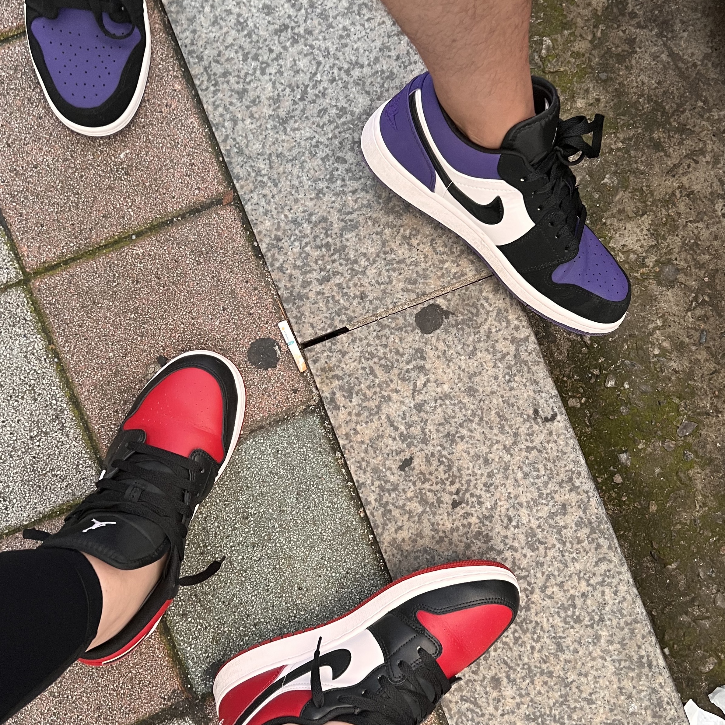 Jordan 1 Low Bred Toe, Jordan 1 Low Court Purple 착용 스타일