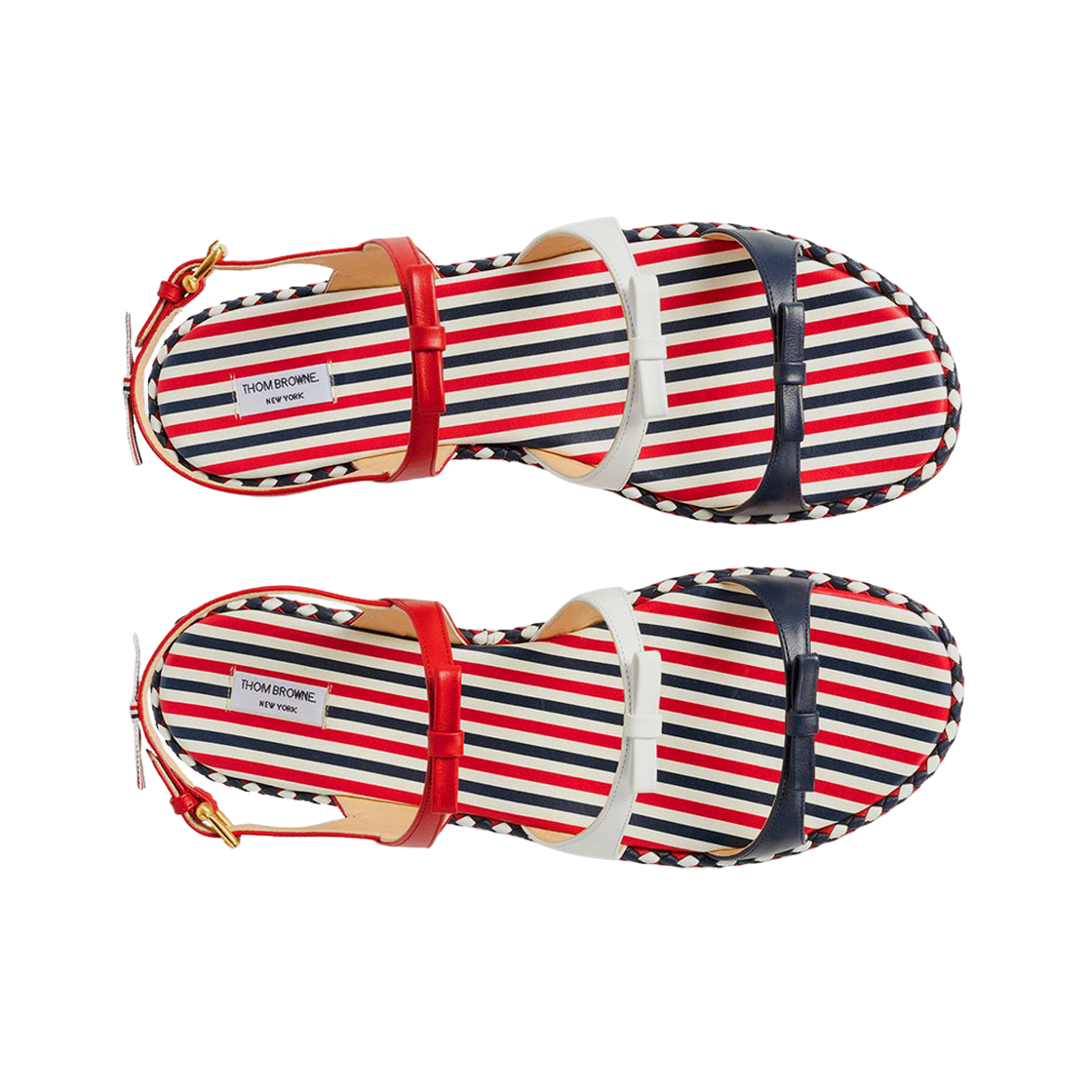 (W) 톰브라운 비텔로 카프 레더 코드 트림 레더 솔 3보우 슬링백 샌들 멀티컬러((W)Thom Browne Vitello Calf Leather Cord Trimmed Leather Sole 3-Bow Slingback Sandal Multicolor) - 2