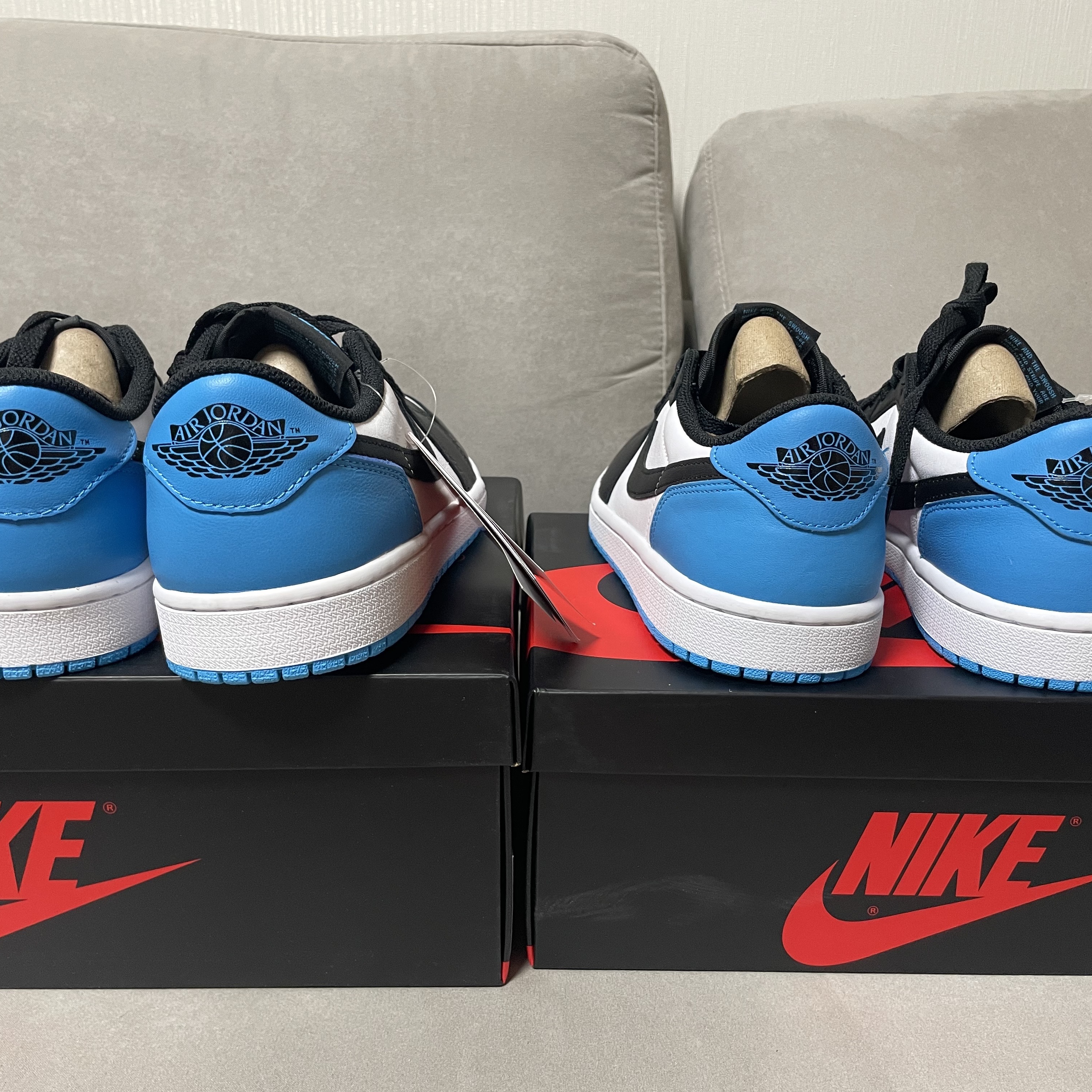 Jordan 1 Retro Low OG Black and Dark Powder Blue, (W) Jordan 1 Retro Low OG Black and Dark Powder Blue 착용 스타일 - 3