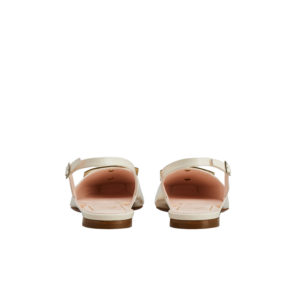 (W) 로저 비비에 트럼펫 메탈 버클 슬링백 발레리나 페이턴트 레더 오프 화이트((W) Roger Vivier Trompette Metal Buckle Slingback Ballerinas Patent Leather Off White) - 2