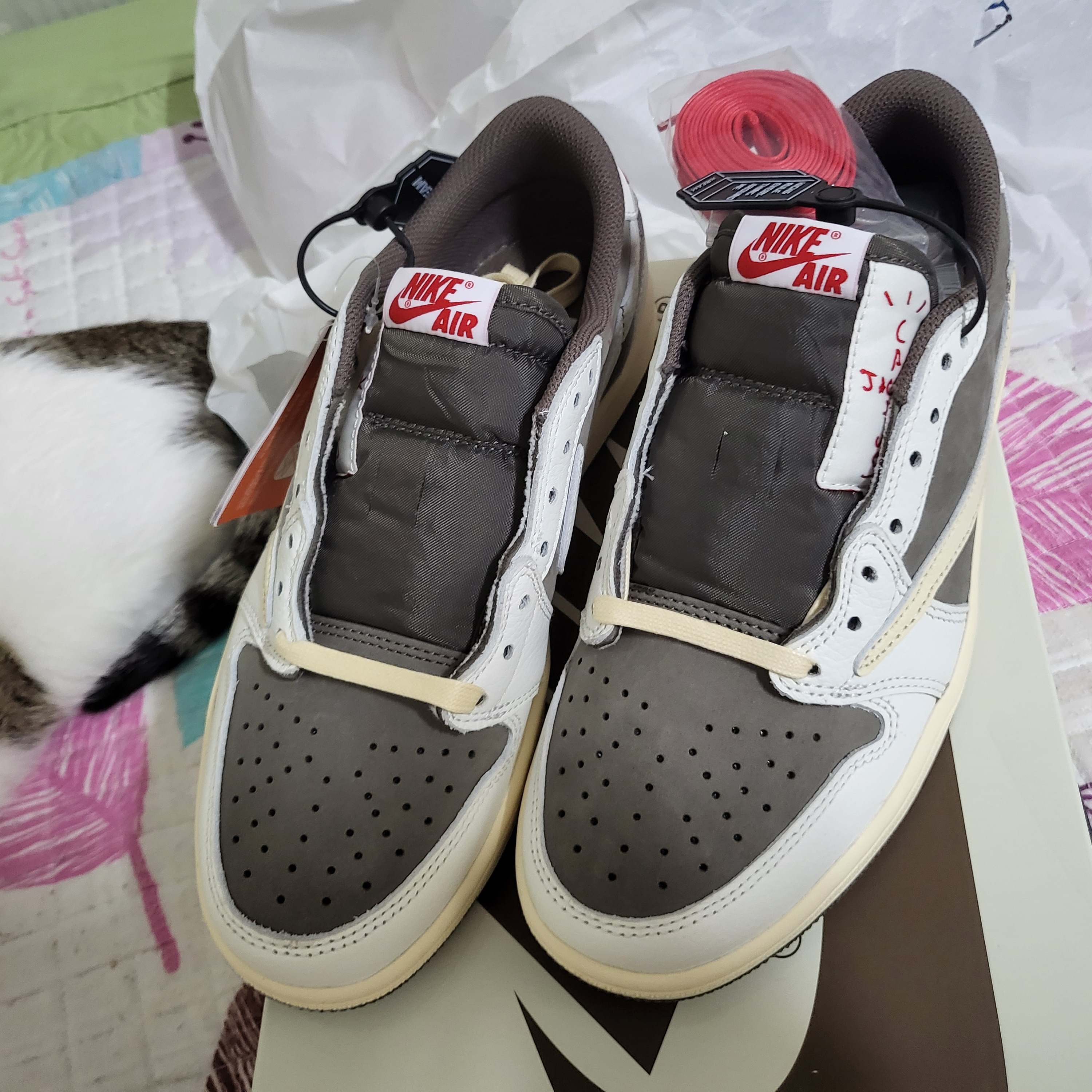Jordan 1 x Travis Scott Retro Low OG SP Sail and Ridgerock 착용 스타일 - 3