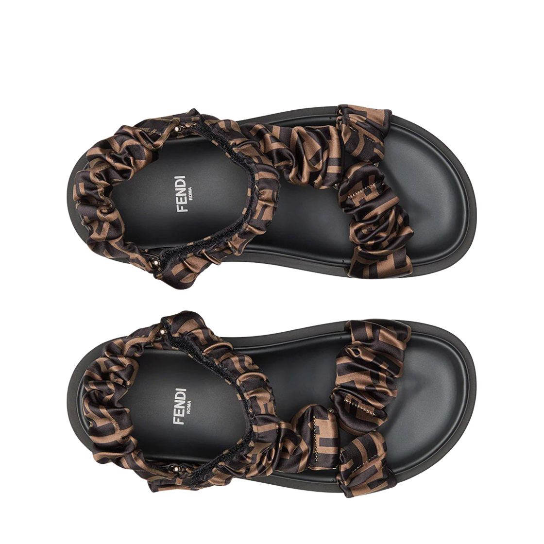 (W) 팬디 필 사틴 샌들 브라운((W) Fendi Feel Satin Sandal Brown) - 2
