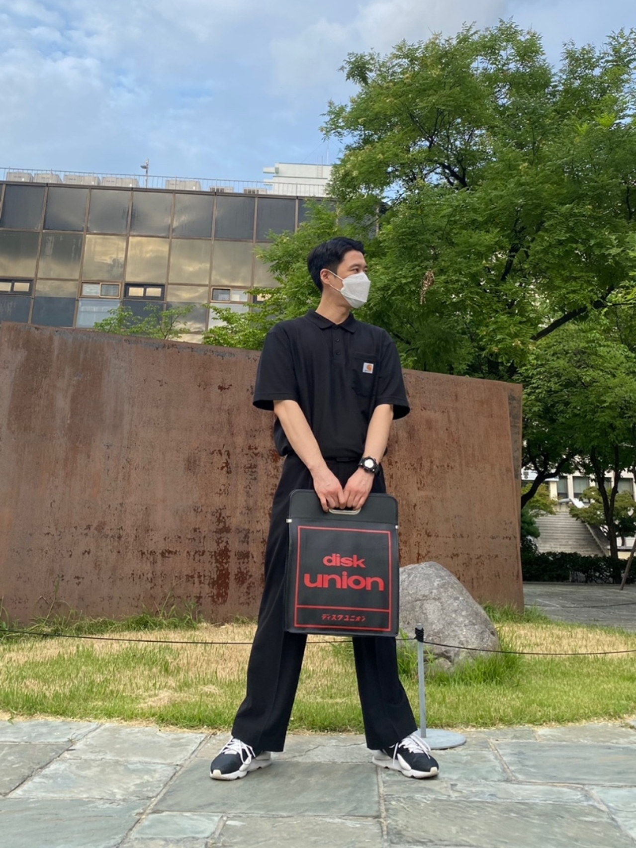Y-3 Kaiwa Black White 착용 스타일