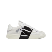 (W) Valentino Calfskin VL7N Low-Top Sneakers with Bands White Black