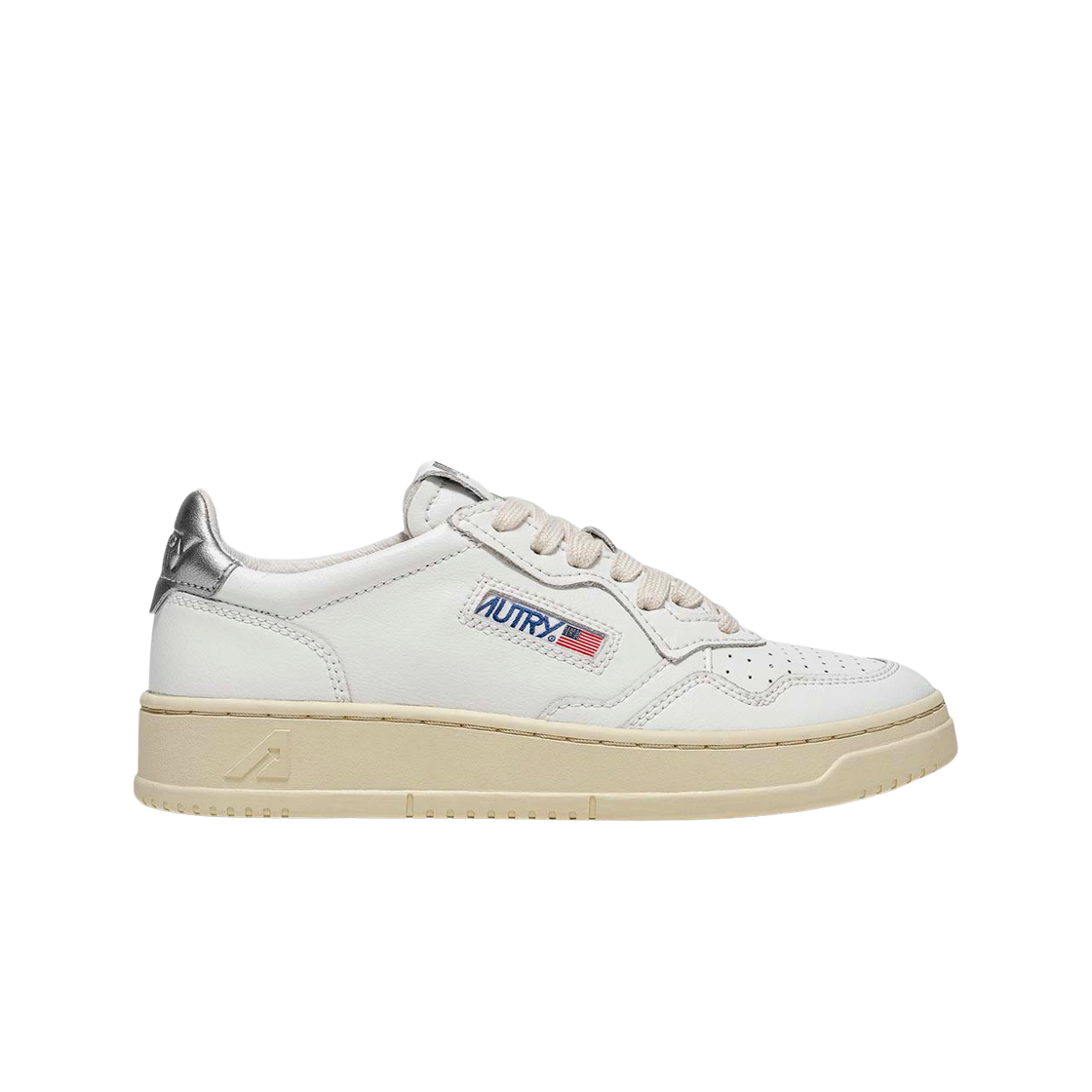 오트리 메달리스트 로우 레더 스니커즈 화이트 실버(Autry Medalist Low Leather Sneakers White Silver)