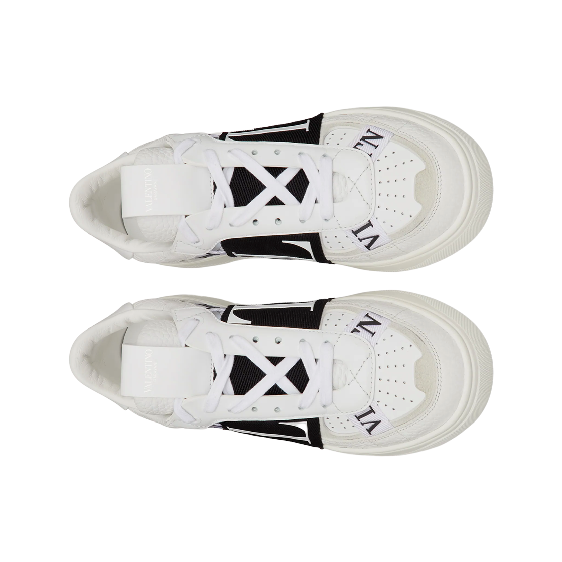 (W) 발렌티노 카프스킨 VL7N 로우탑 밴드 스니커즈 화이트 블랙((W) Valentino Calfskin VL7N Low-Top Sneakers with Bands White Black) - 2