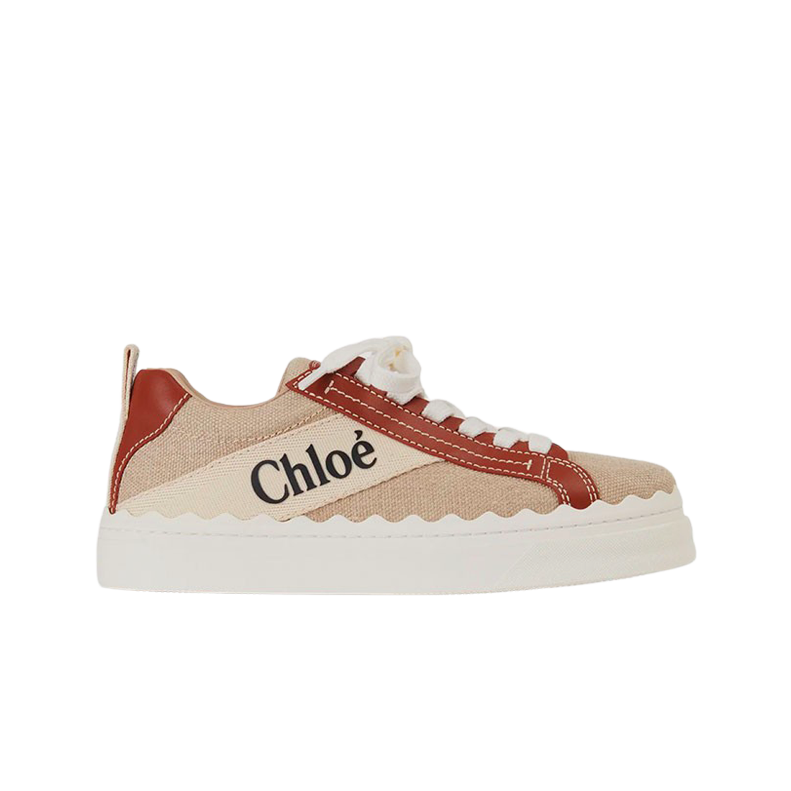 (W) 끌로에 로렌 스니커즈 화이트 브라운((W) Chloe Lauren Sneakers White Brown)