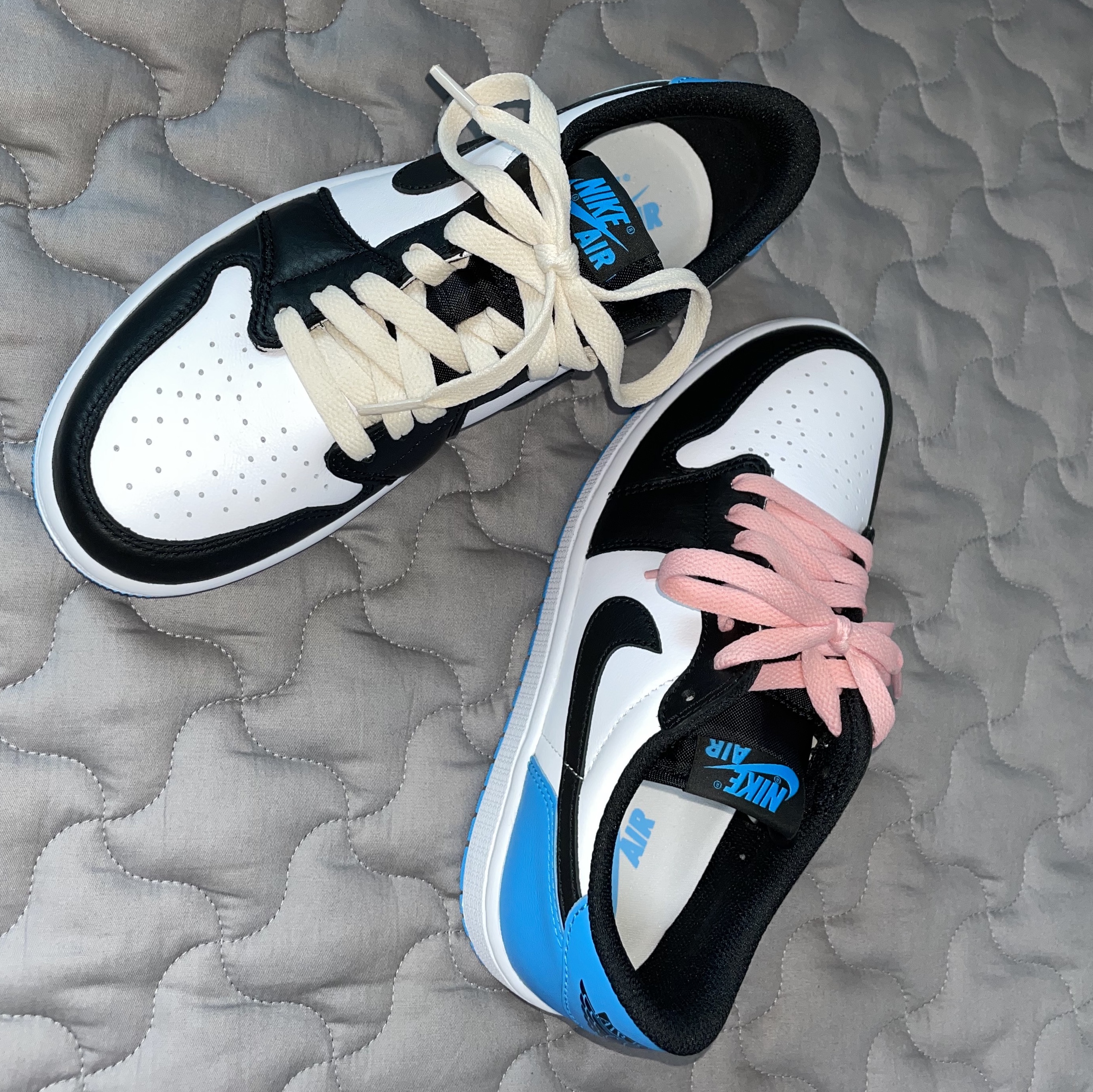 (W) Jordan 1 Retro Low OG Black and Dark Powder Blue, Jordan 1 Retro Low OG Black and Dark Powder Blue 착용 스타일 - 2