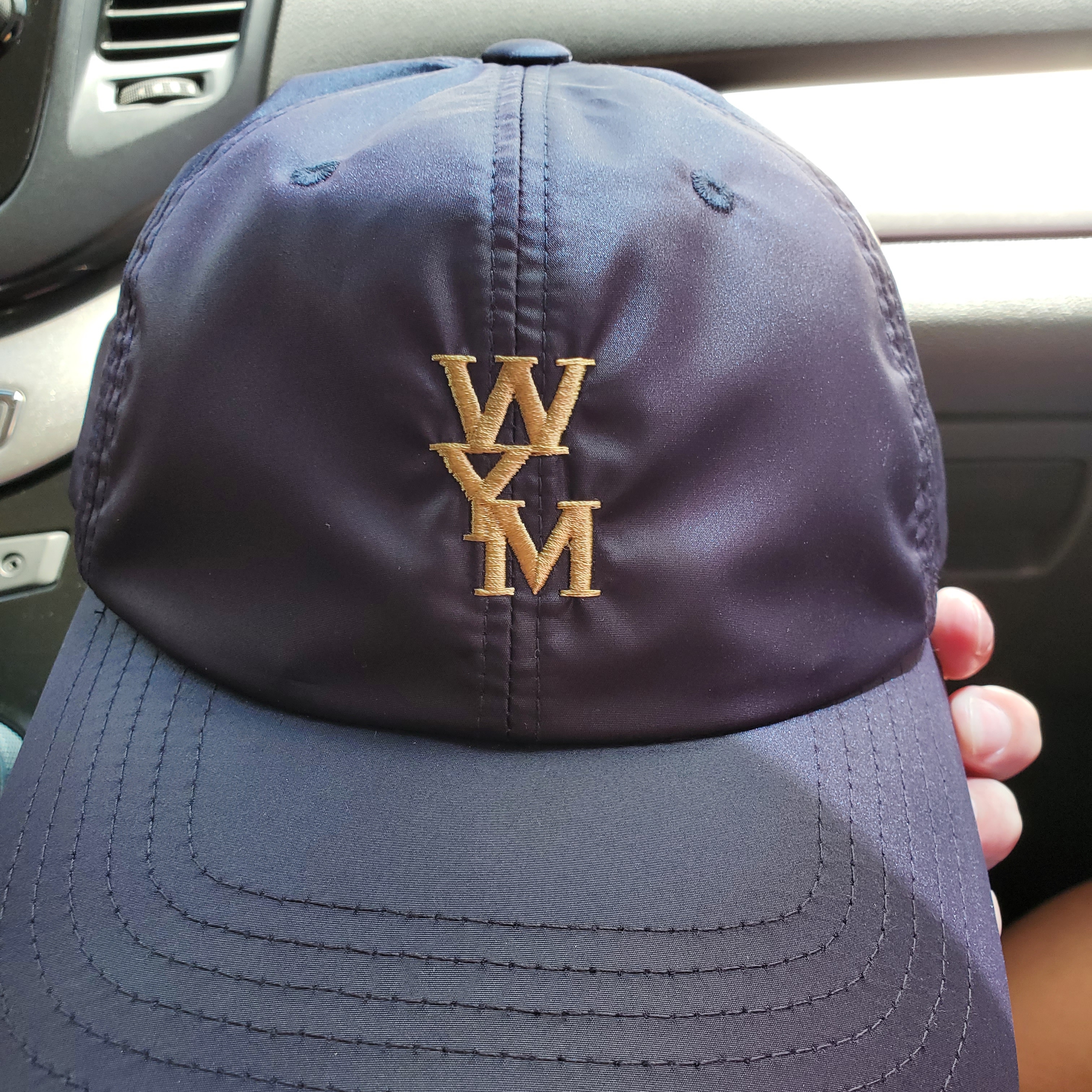 Wooyoungmi Yellow Logo Nylon Ball Cap Navy - 22SS 착용 스타일