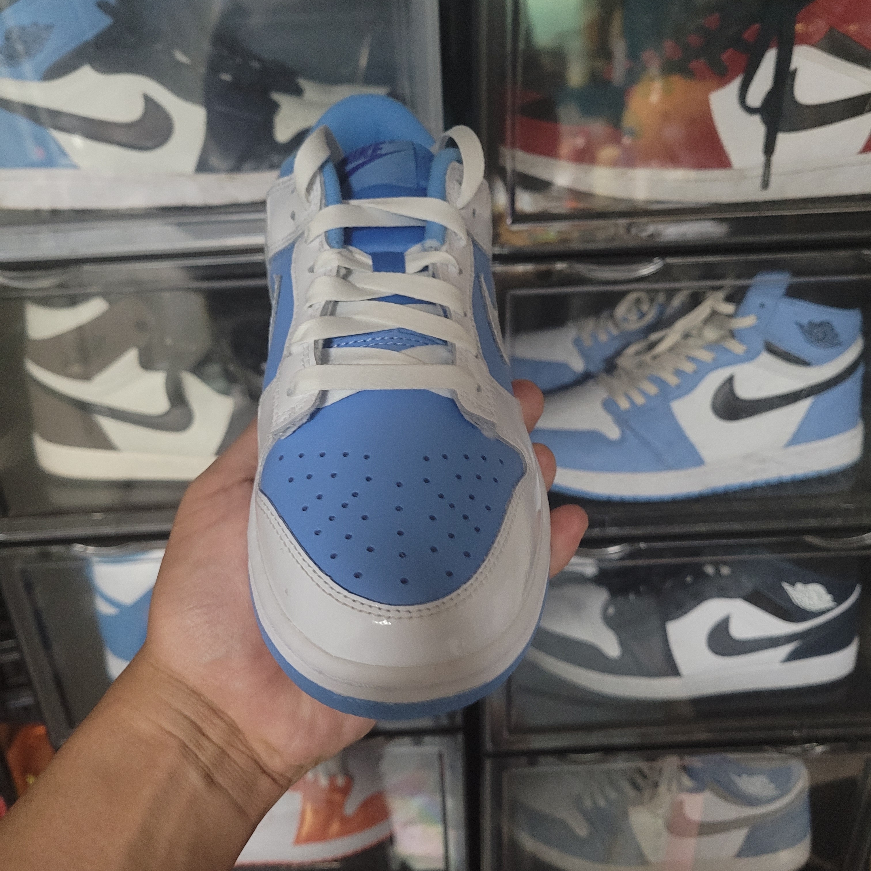 (W) Nike Dunk Low Essential University Blue 착용 스타일 - 2