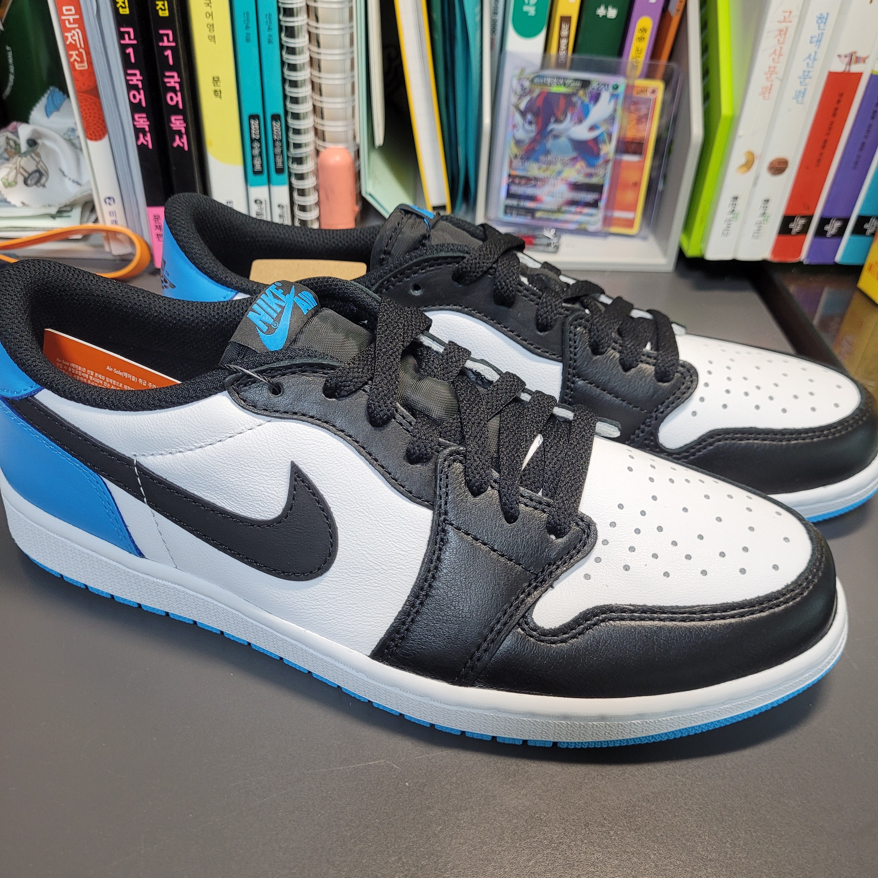 Jordan 1 Retro Low OG Black and Dark Powder Blue 착용 스타일