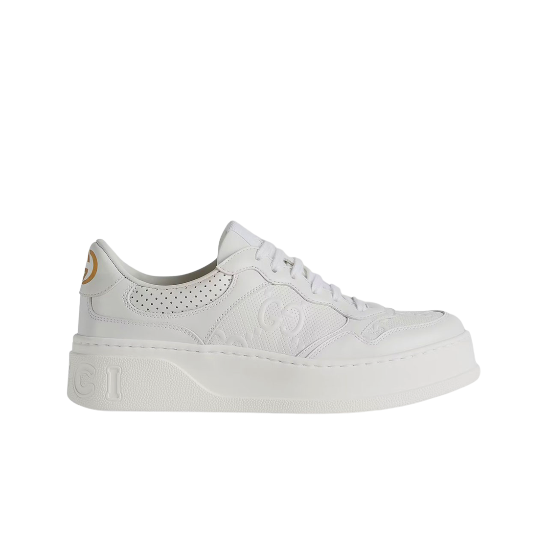 670408-1XL10-9014 (W) Gucci GG Embossed Sneakers White - 대표 이미지 #1