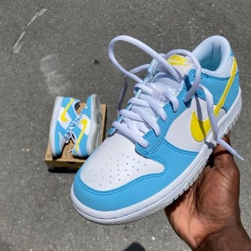 (GS) Nike Dunk Low Next Nature Blue Chill Yellow Strike 착용 스타일