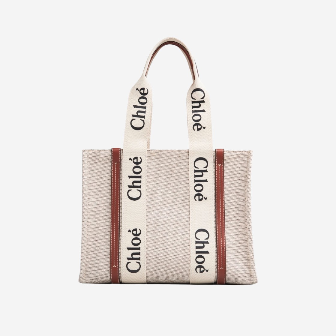 Chloe Woody Medium Tote Bag White Brown 상세 이미지 1