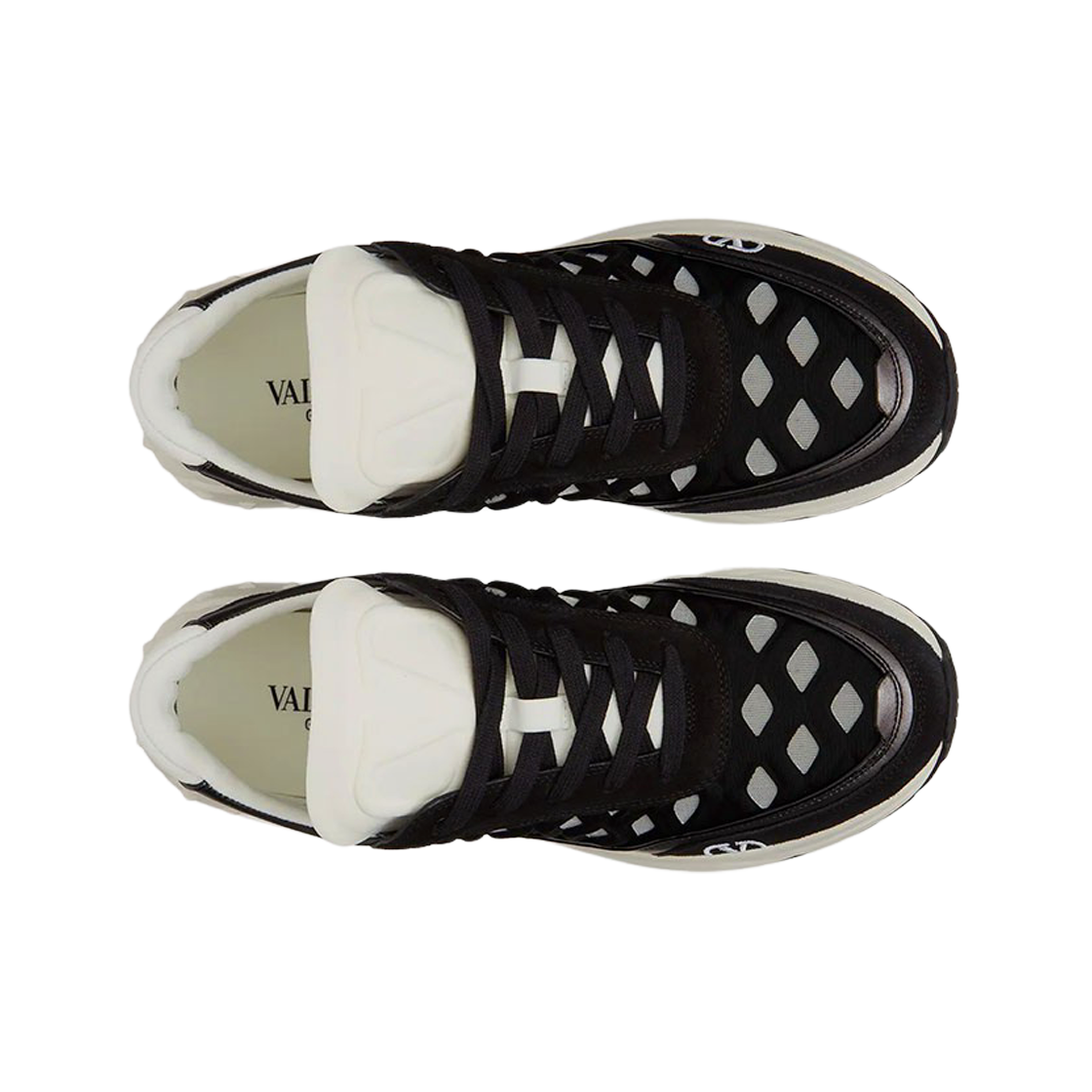(W) 발렌티노 레디 고 러너 패브릭 & 레더 스니커즈 블랙 라이트 베이지((W) Valentino Ready Go Runner Fabric & Leather Sneakers Black Light Beige) - 2