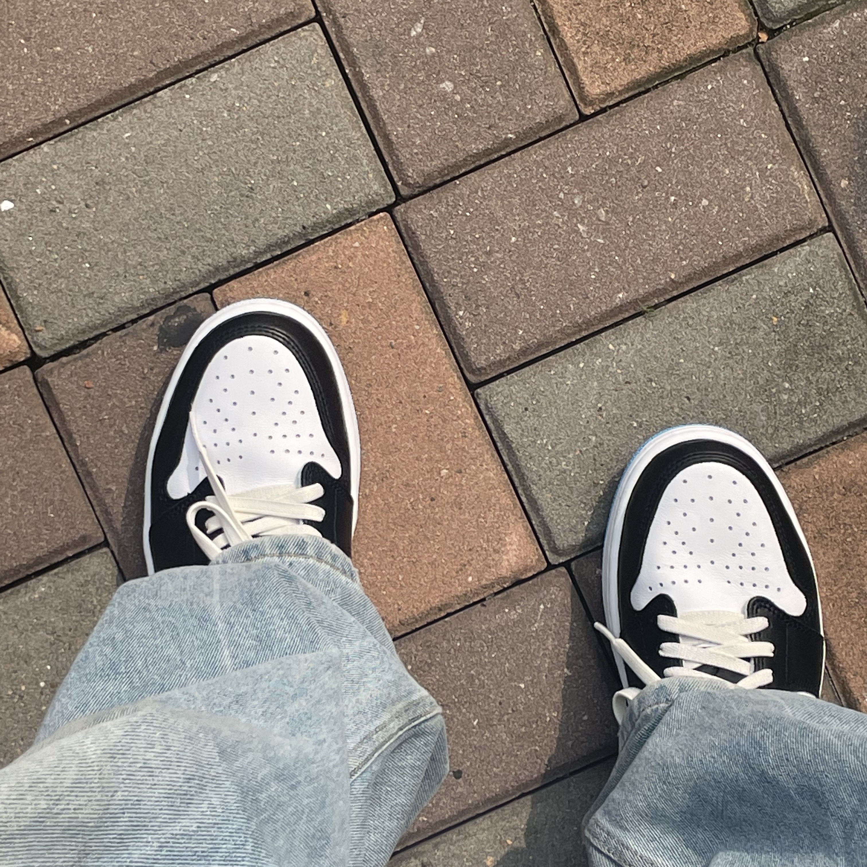 Jordan 1 Retro Low OG Black and Dark Powder Blue 착용 스타일