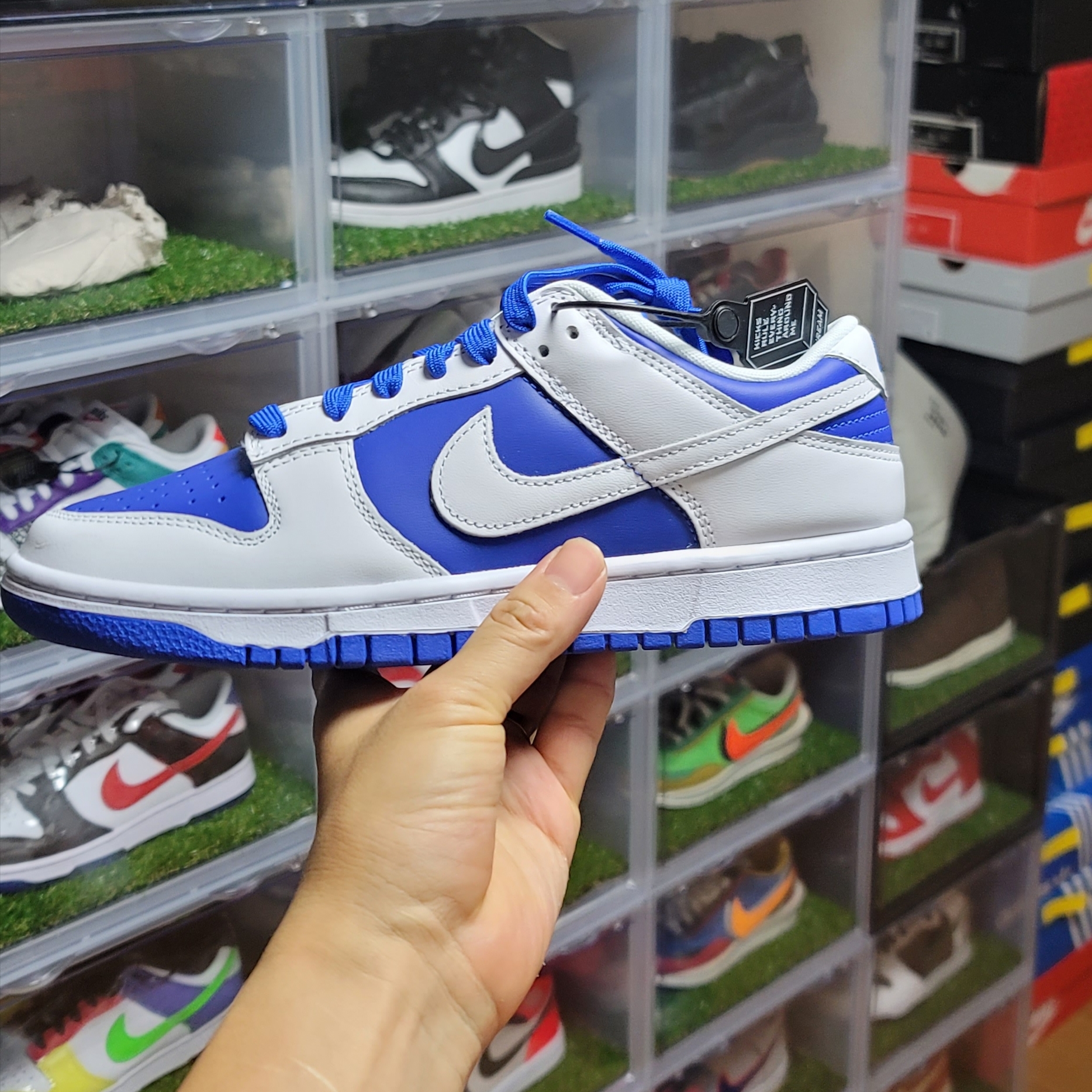 Jordan 1 Retro Low OG Black and Dark Powder Blue, (W) Jordan 1 Retro Low OG Black and Dark Powder Blue 착용 스타일 - 2