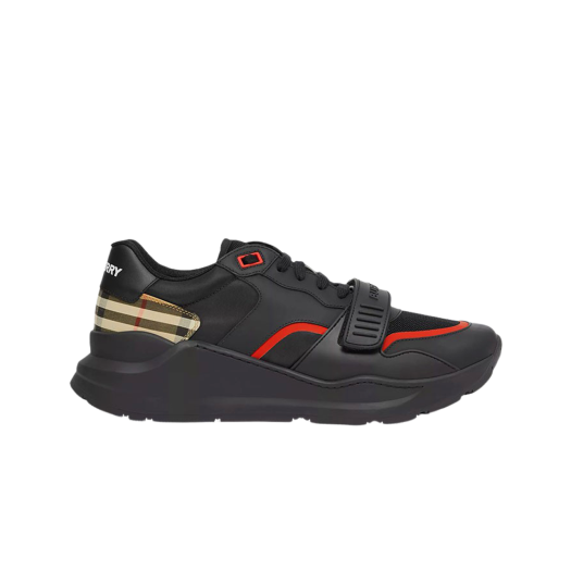Burberry Vintage Check Leather Mesh Sneakers Black