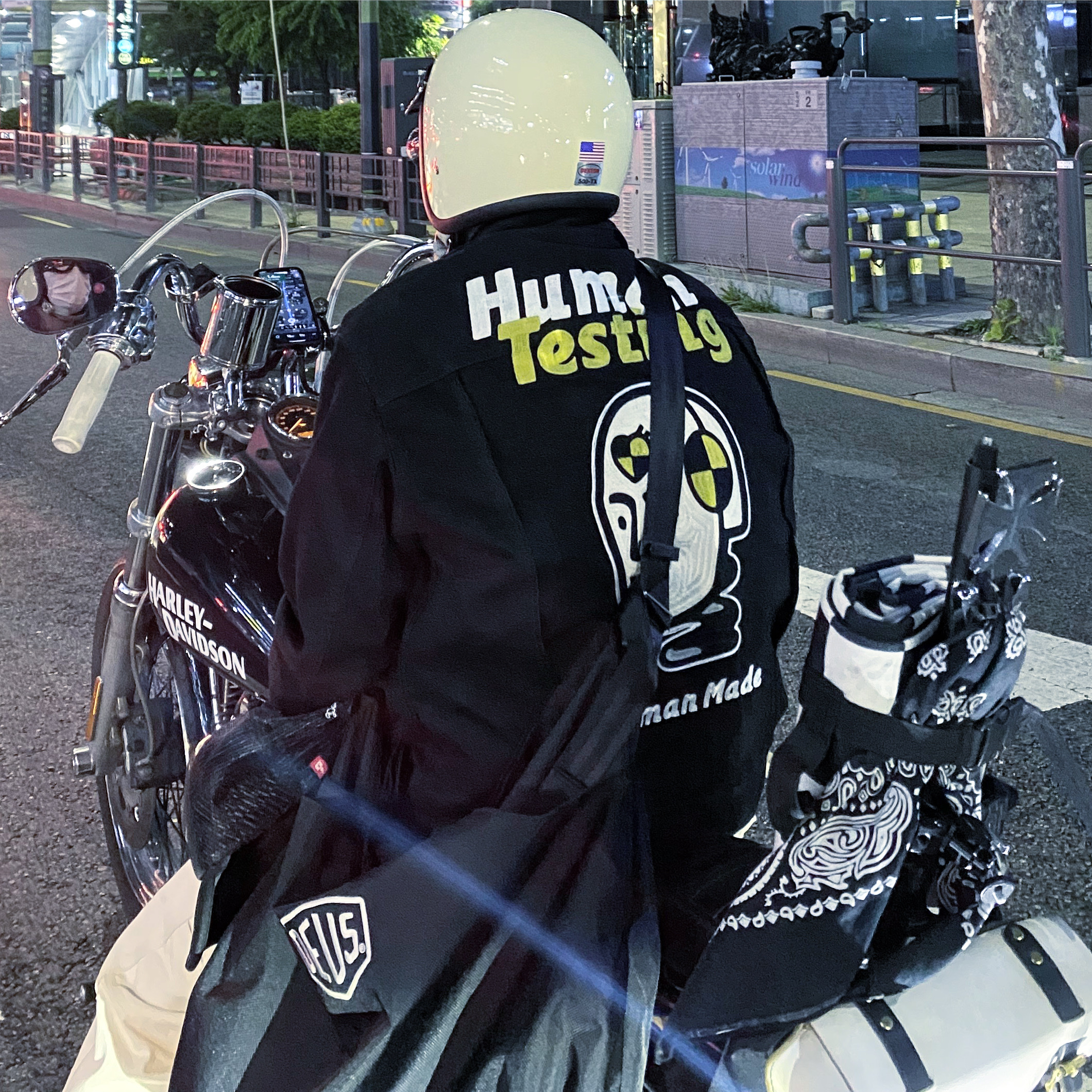Human Made x A$AP Rocky Human Testing Denim Jacket Black 착용 스타일