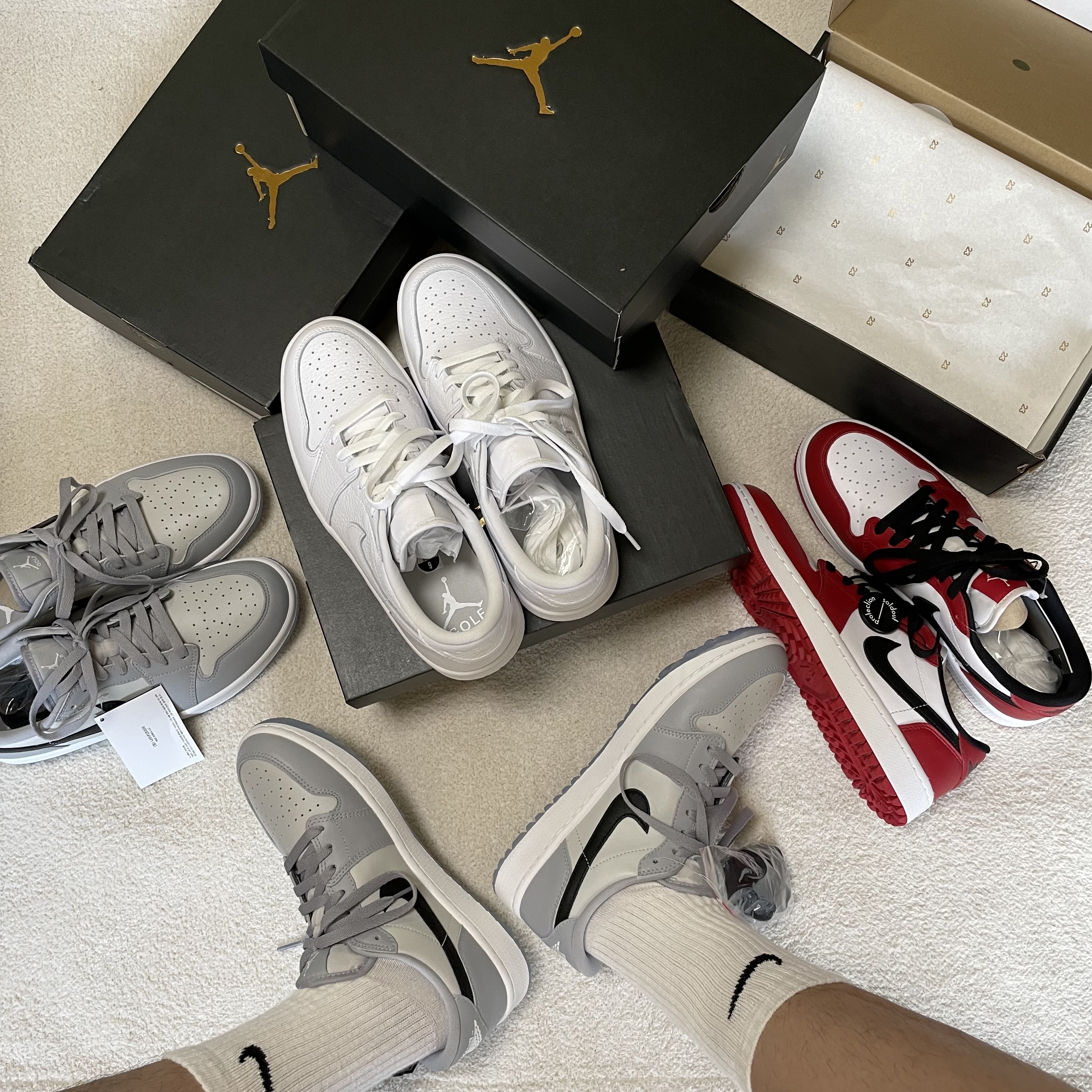 Jordan 1 Low Golf Wolf Grey, Jordan 1 Low Golf Chicago 착용 스타일