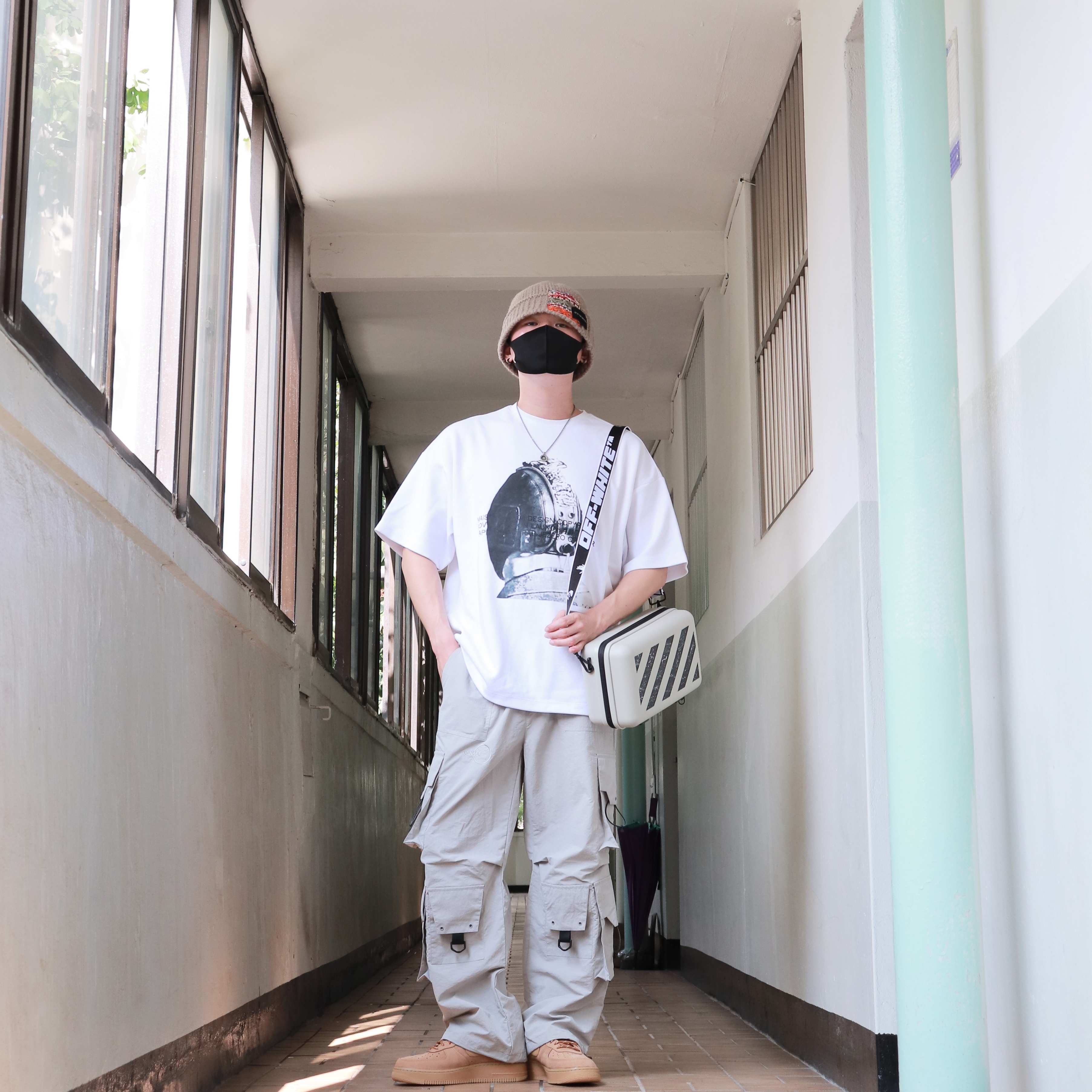 Nike Air Force 1 '07 WB Flax, Off-White x Amore Pacific Protection Box (Without Cosmetics) 착용 스타일 - 2