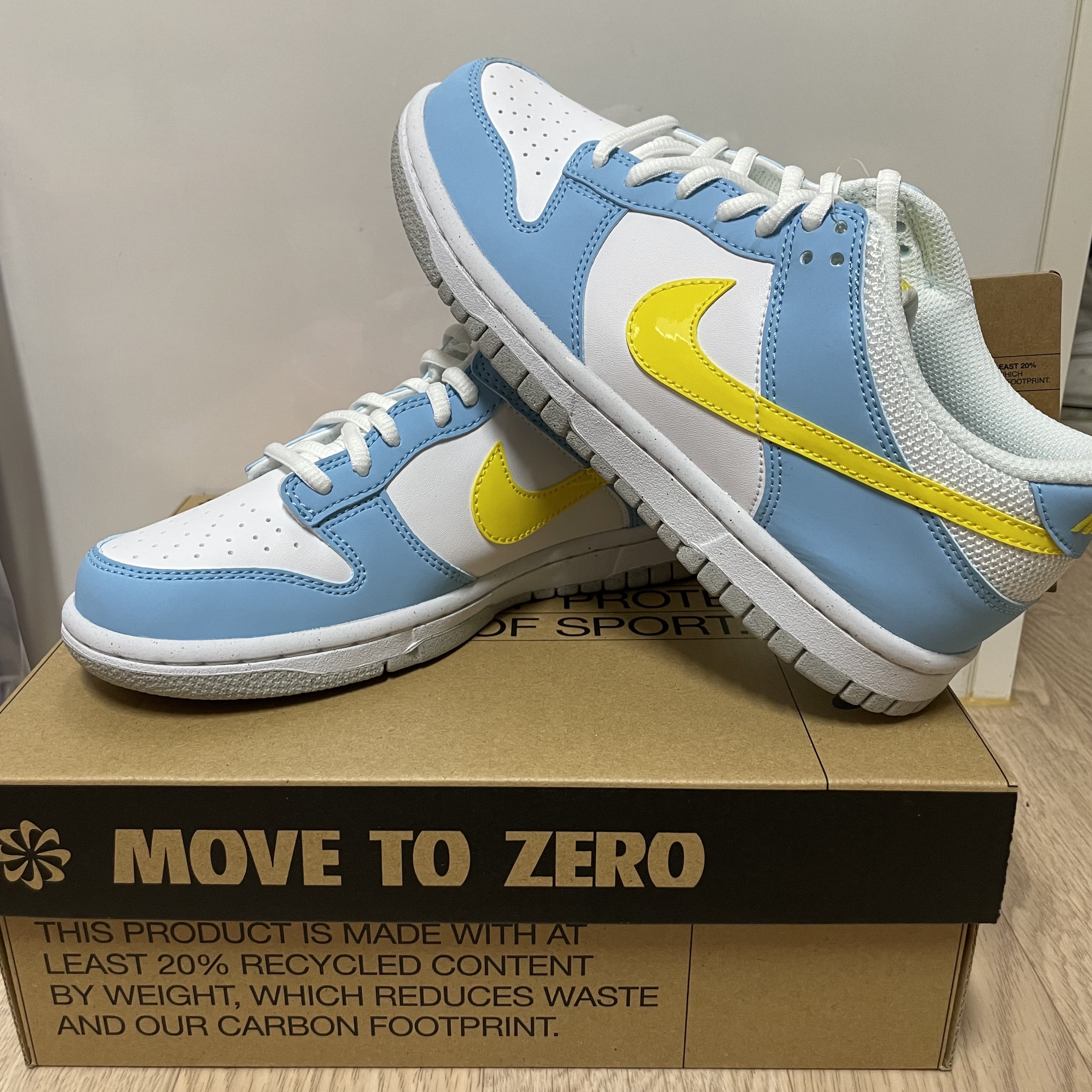 (GS) Nike Dunk Low Next Nature Blue Chill Yellow Strike 착용 스타일