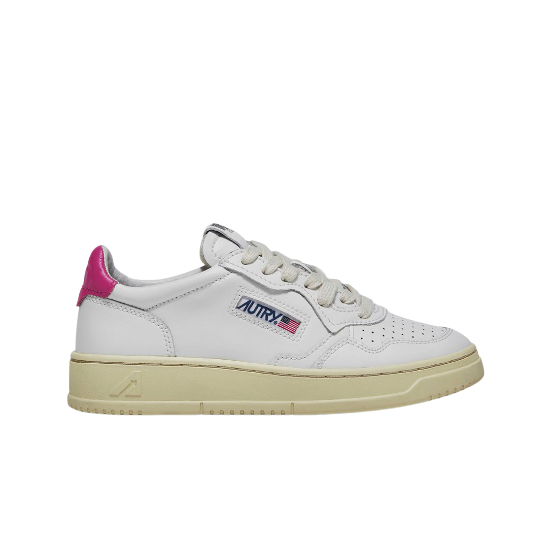 (W) 오트리 메달리스트 로우 레더 스니커즈 화이트 푸시아((W) Autry Medalist Low Leather Sneakers White Fuxia)