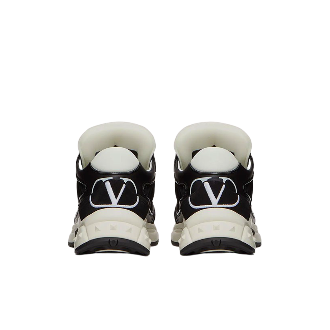(W) 발렌티노 레디 고 러너 패브릭 & 레더 스니커즈 블랙 라이트 베이지((W) Valentino Ready Go Runner Fabric & Leather Sneakers Black Light Beige) - 3
