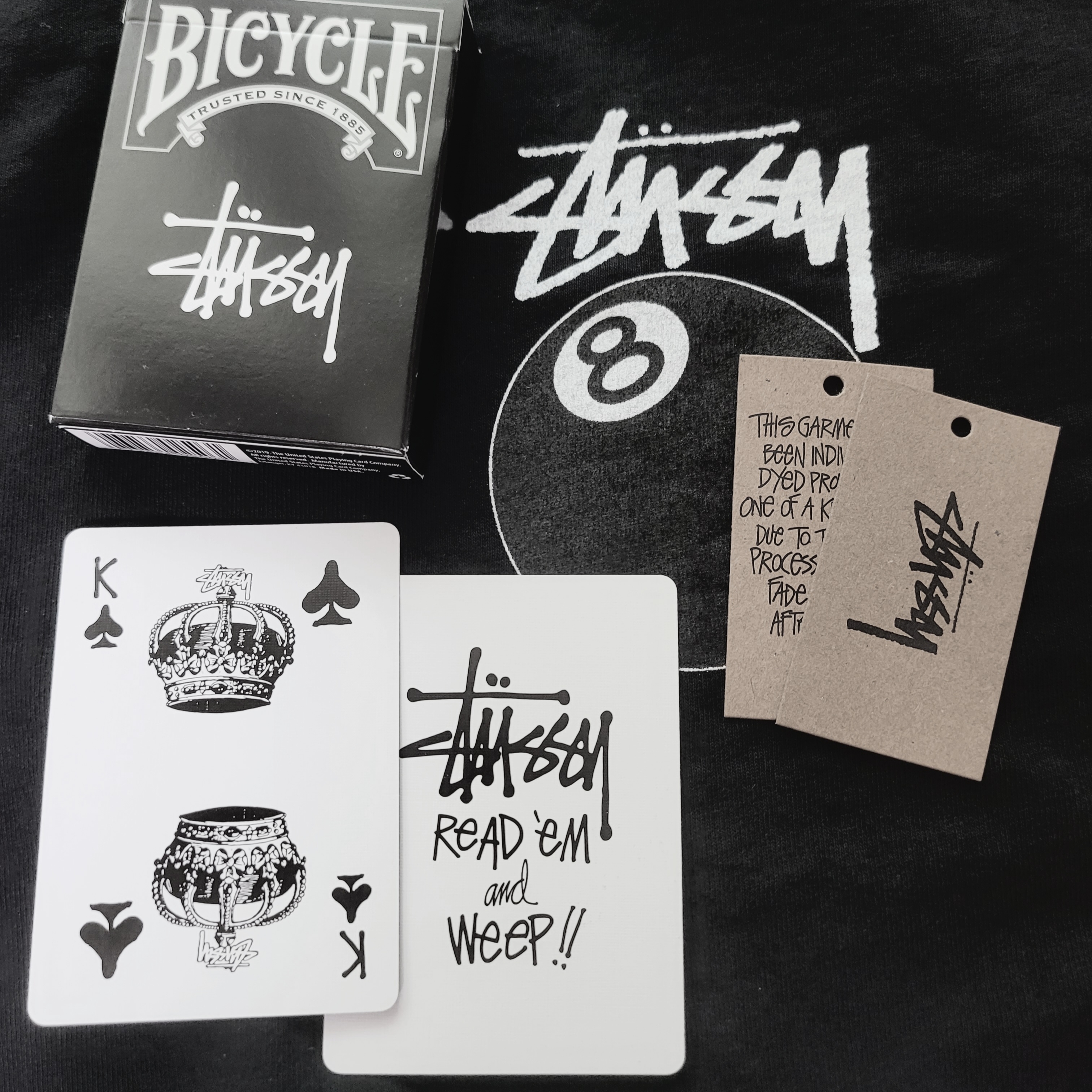 Stussy 8 Ball T-Shirt Black - 22SS, Stussy Playing Cards Black 착용 스타일