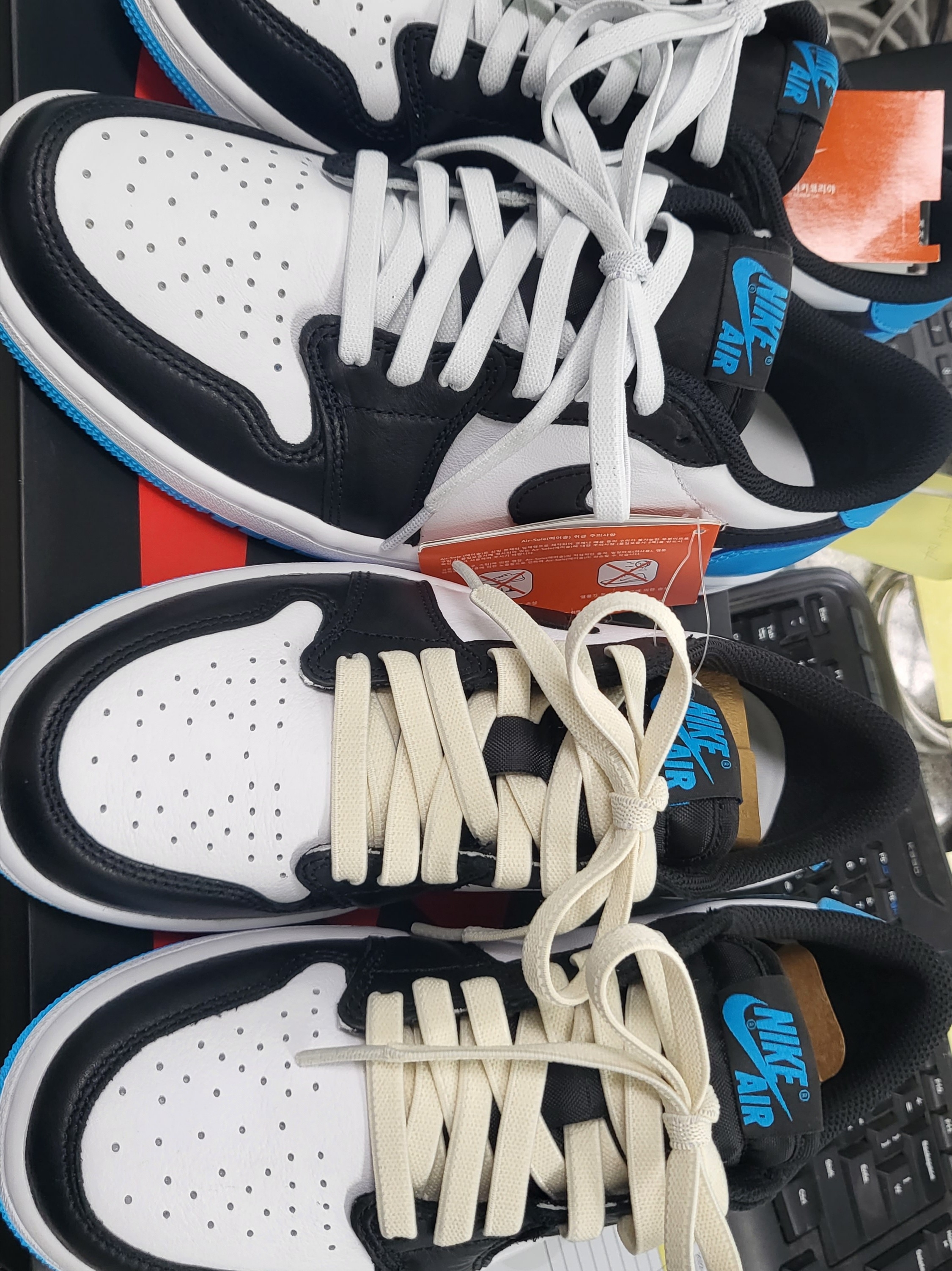 Jordan 1 Retro Low OG Black and Dark Powder Blue, (W) Jordan 1 Retro Low OG Black and Dark Powder Blue 착용 스타일