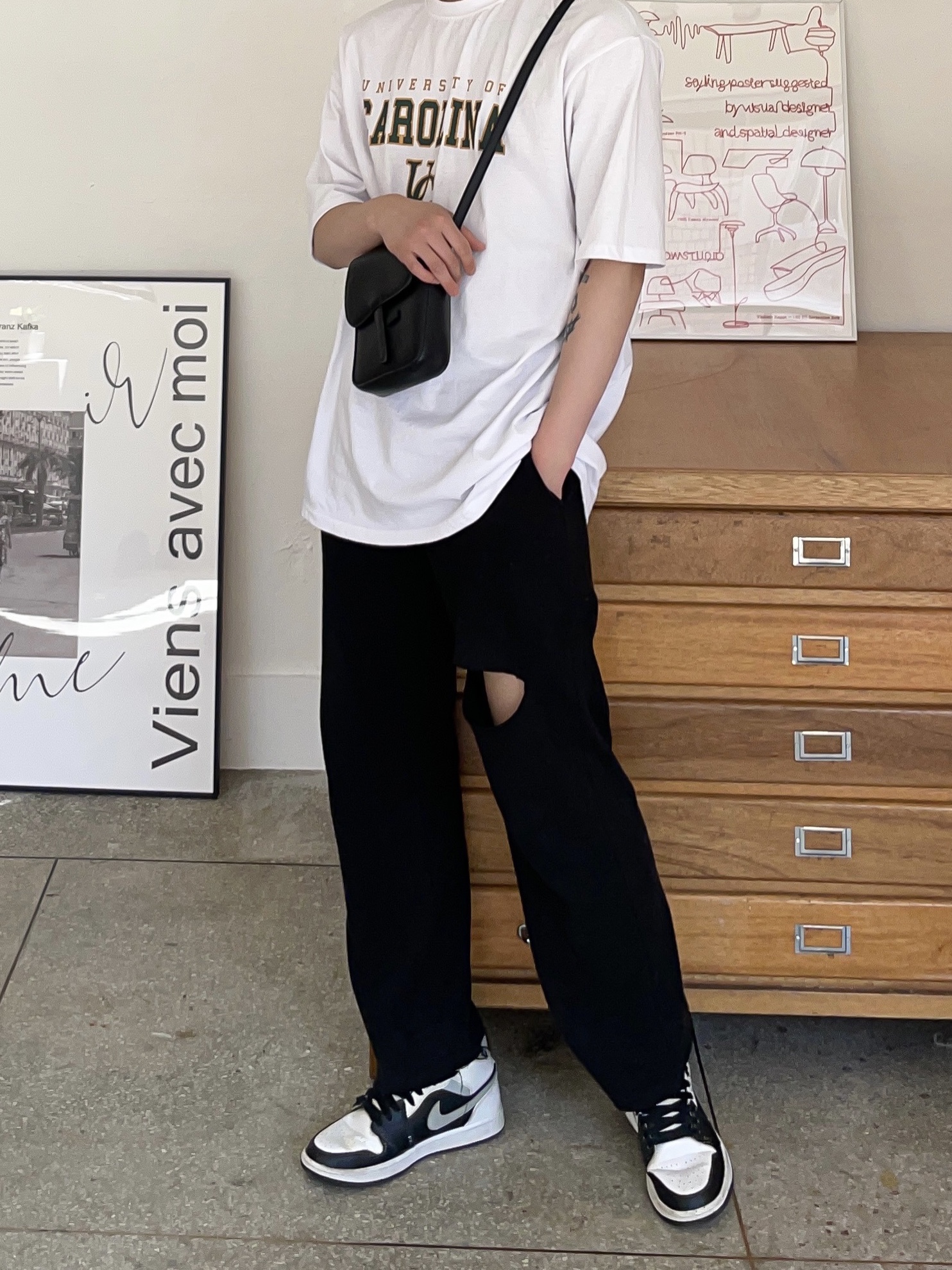 Jordan 1 Mid White Shadow 착용 스타일 - 2