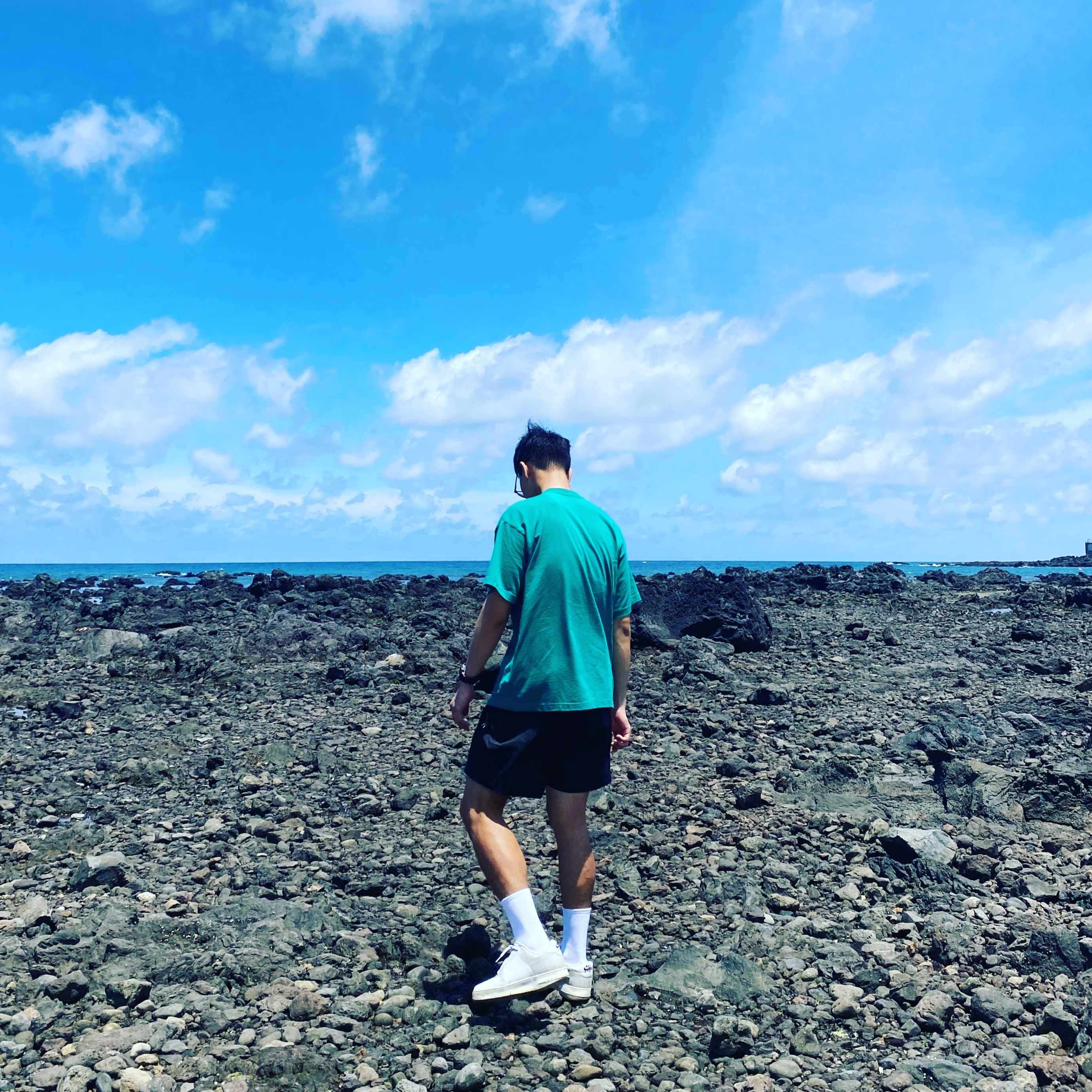Nike ACG Woven Shorts Black - Asia, Nike NRG Solo Swoosh T-Shirt Mystic Green - Asia 착용 스타일