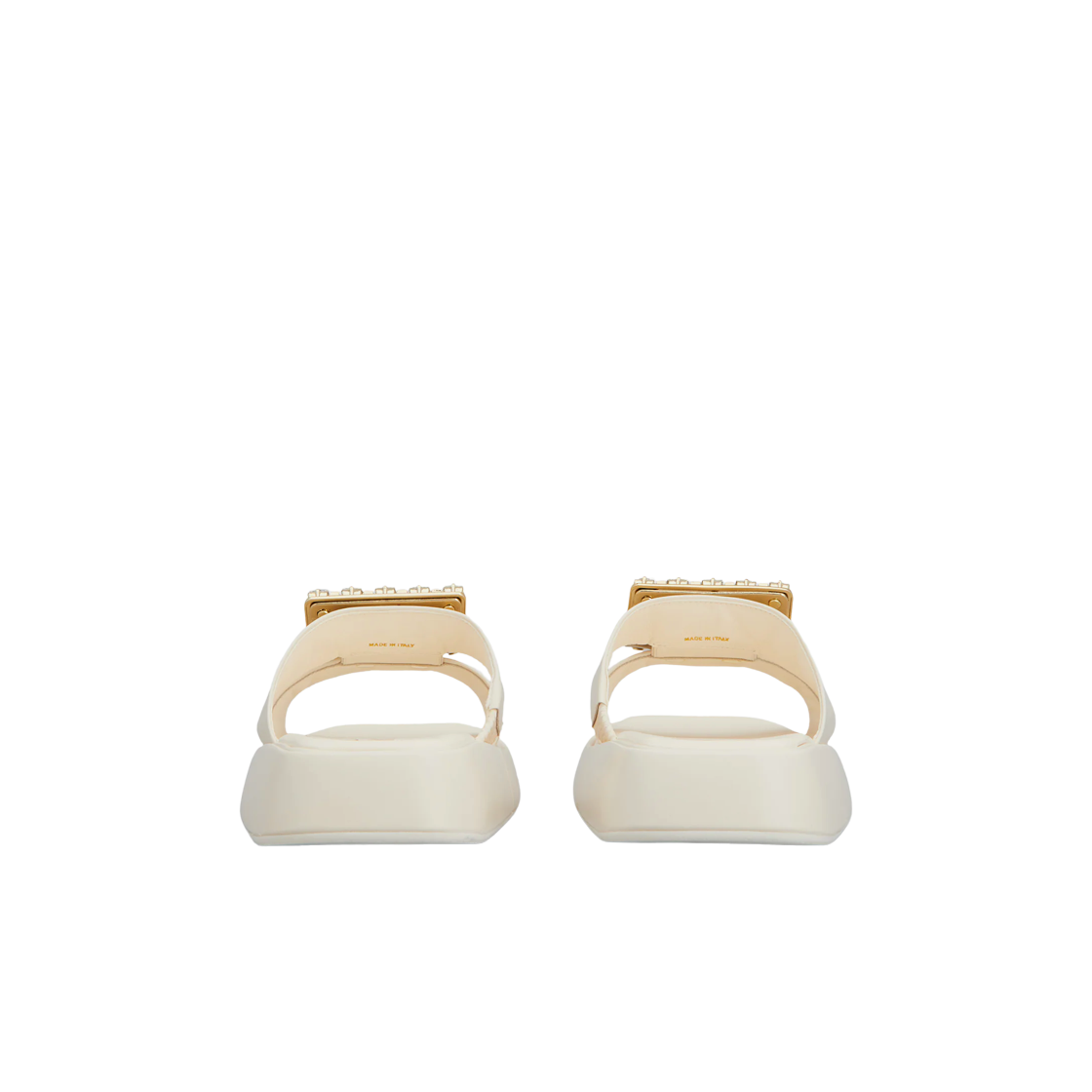 (W) 로저 비비에 슬라이드 스트라스 버클 뮬 레더 오프 화이트((W) Roger Vivier Slide Strass Buckle Mules in Leather Off White) - 2
