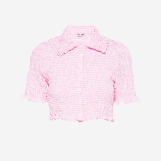 (W) 미우 미우 깅엄 체크 셔츠 핑크