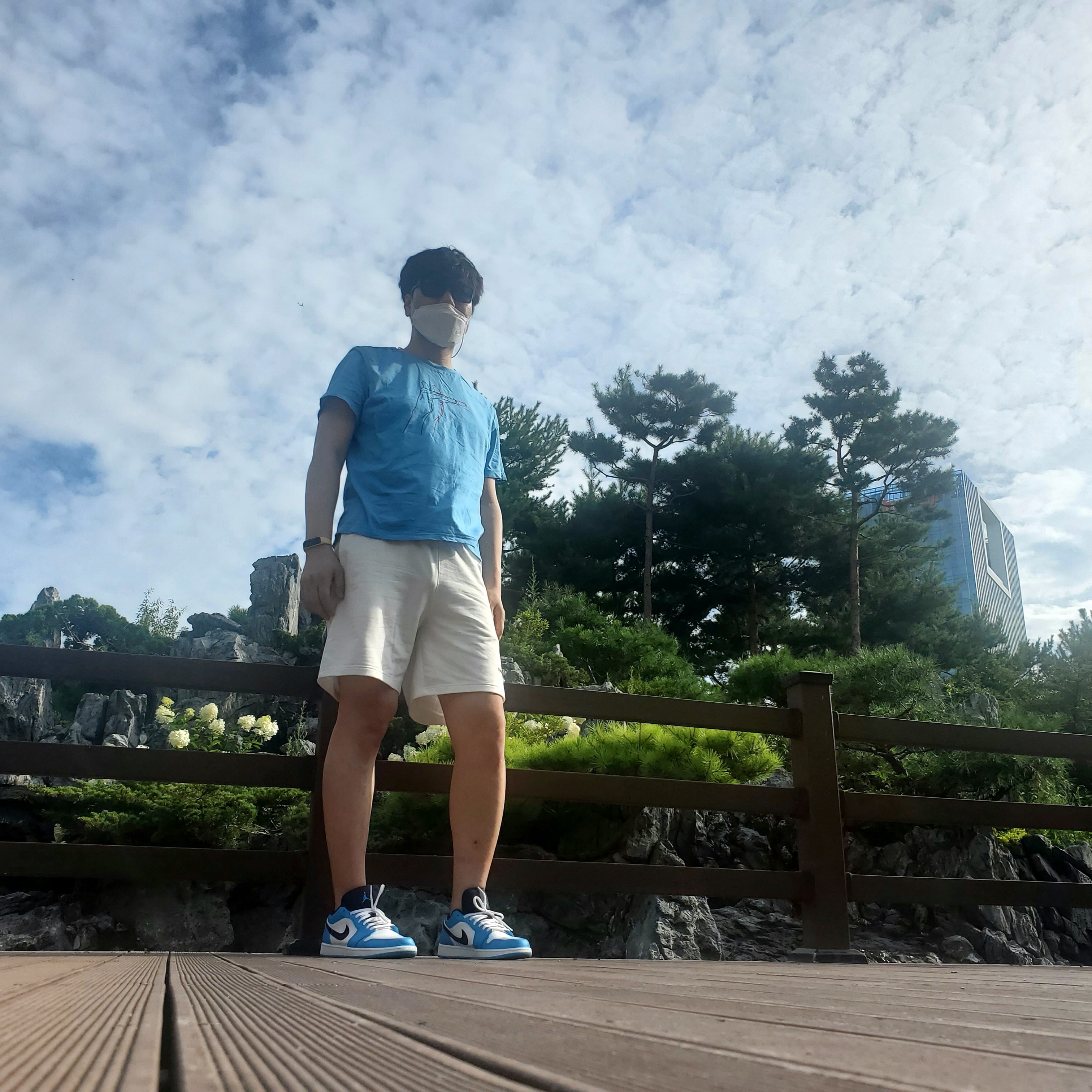 Jordan 1 Low Dark Powder Blue 착용 스타일