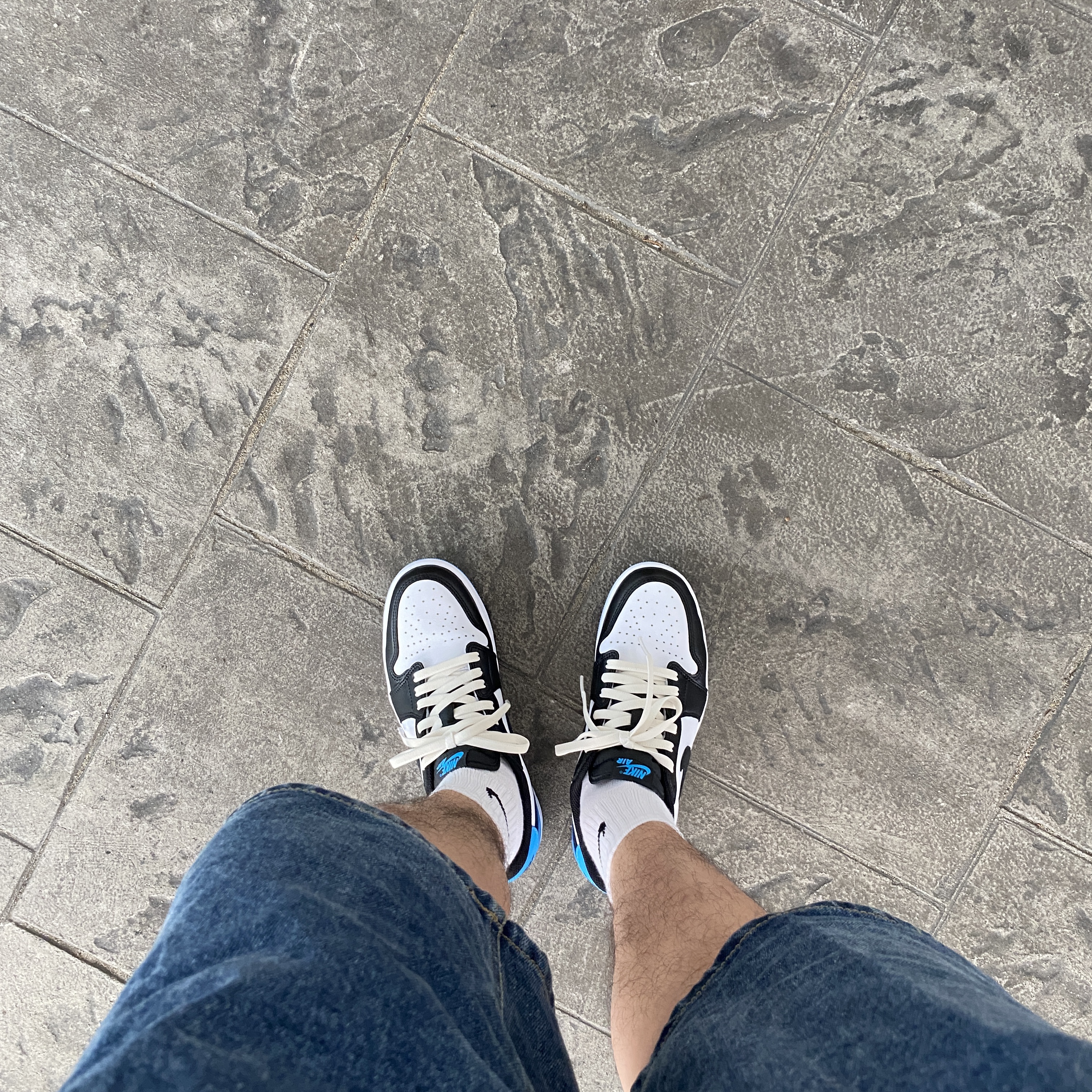 Jordan 1 Retro Low OG Black and Dark Powder Blue, (W) Jordan 1 Retro Low OG Black and Dark Powder Blue 착용 스타일