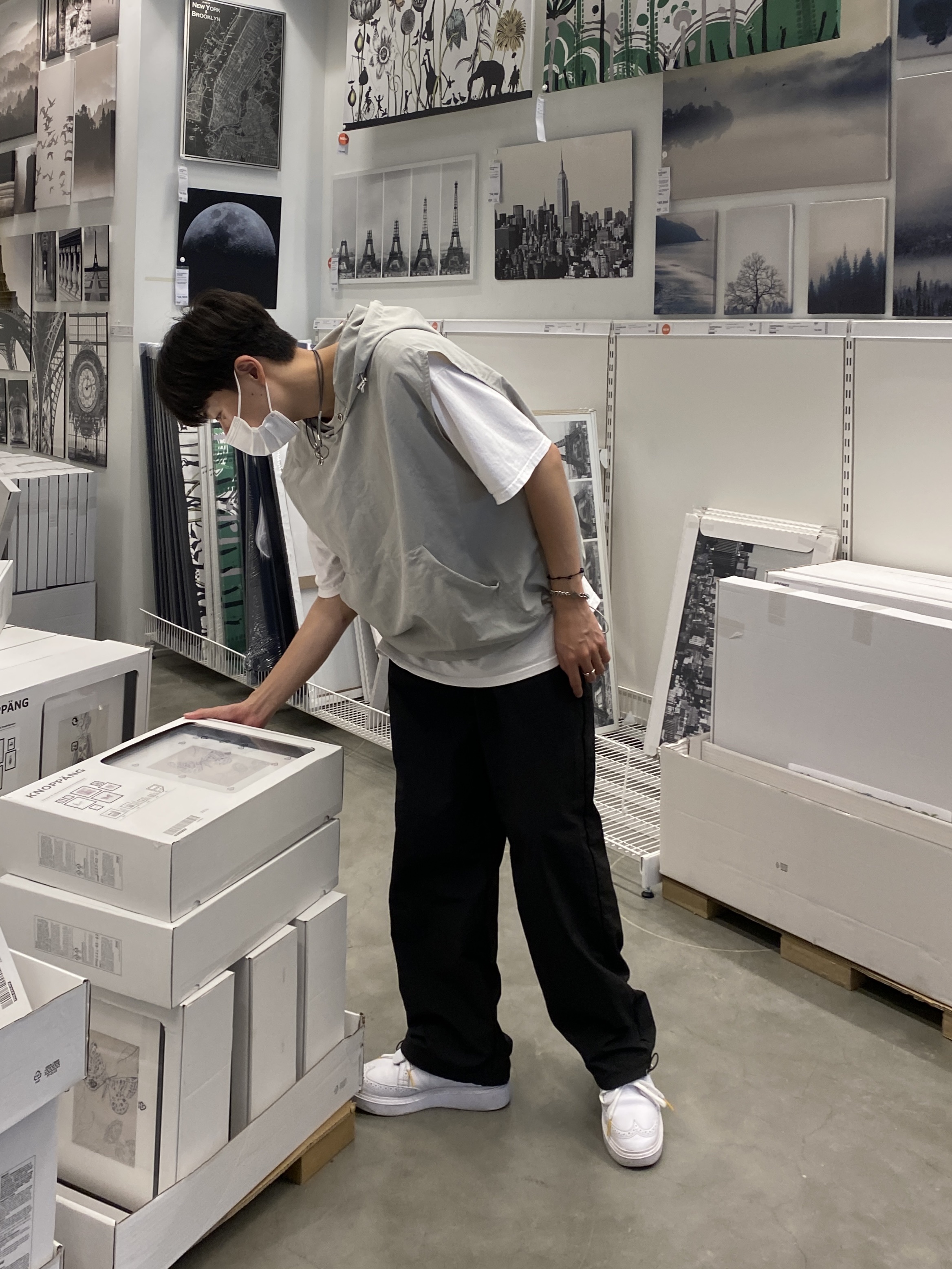 Nike x Peaceminusone Kwondo1 White 착용 스타일 - 1