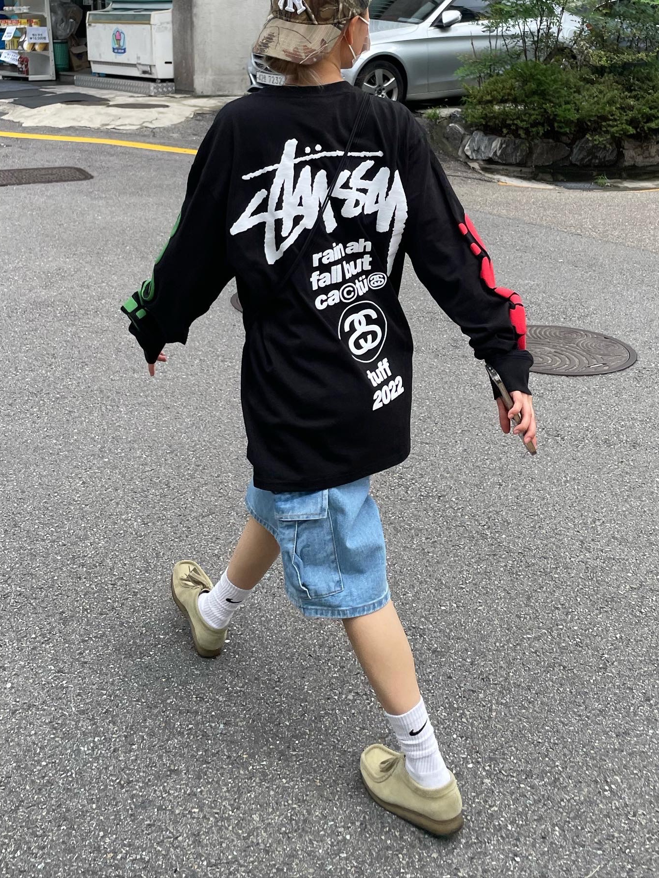 Stussy x Cactus Plant Flea Market Sport LS T-Shirt Black 착용 스타일 - 2